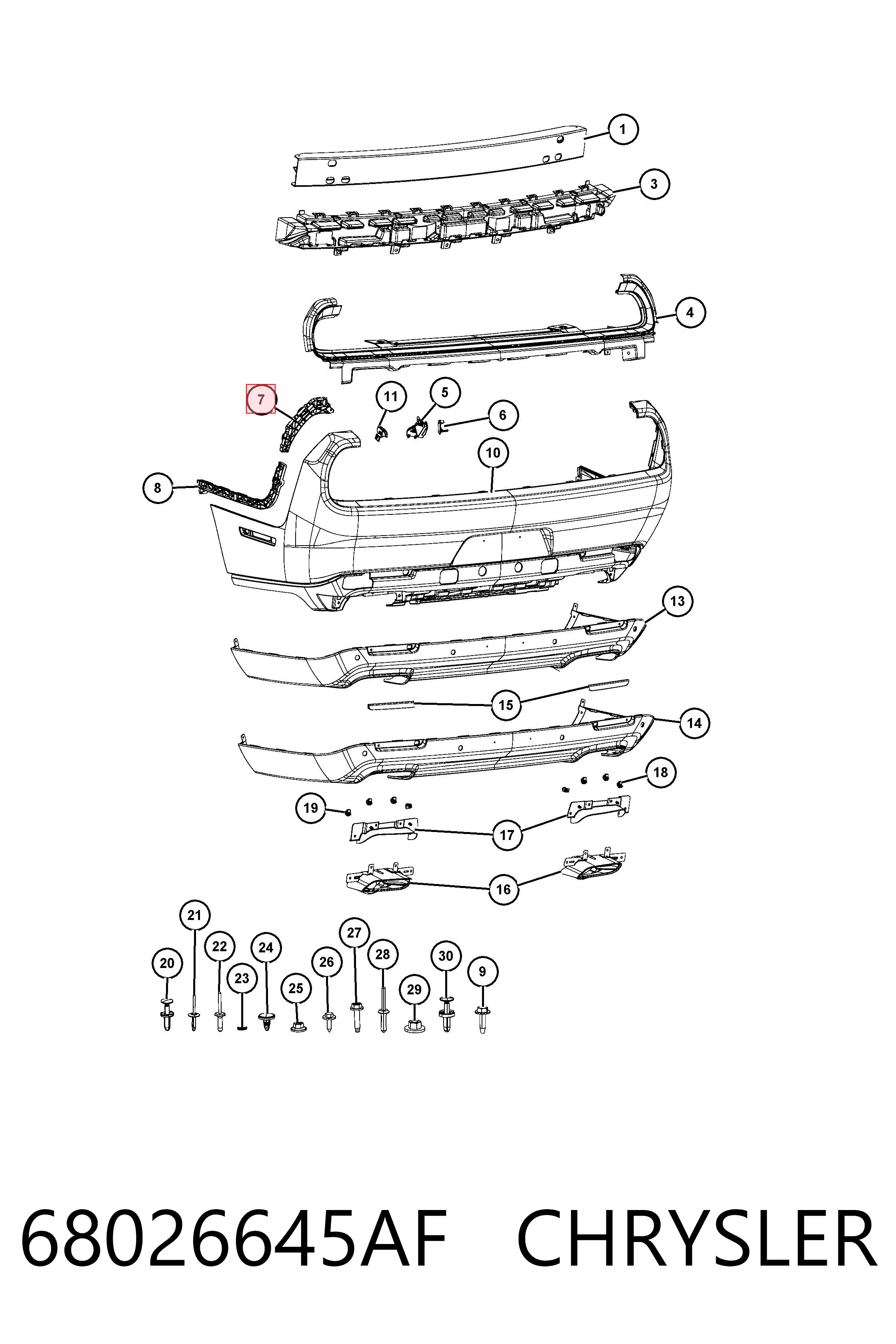 68026645AF Chrysler Лівий кронштейн заднього бампера