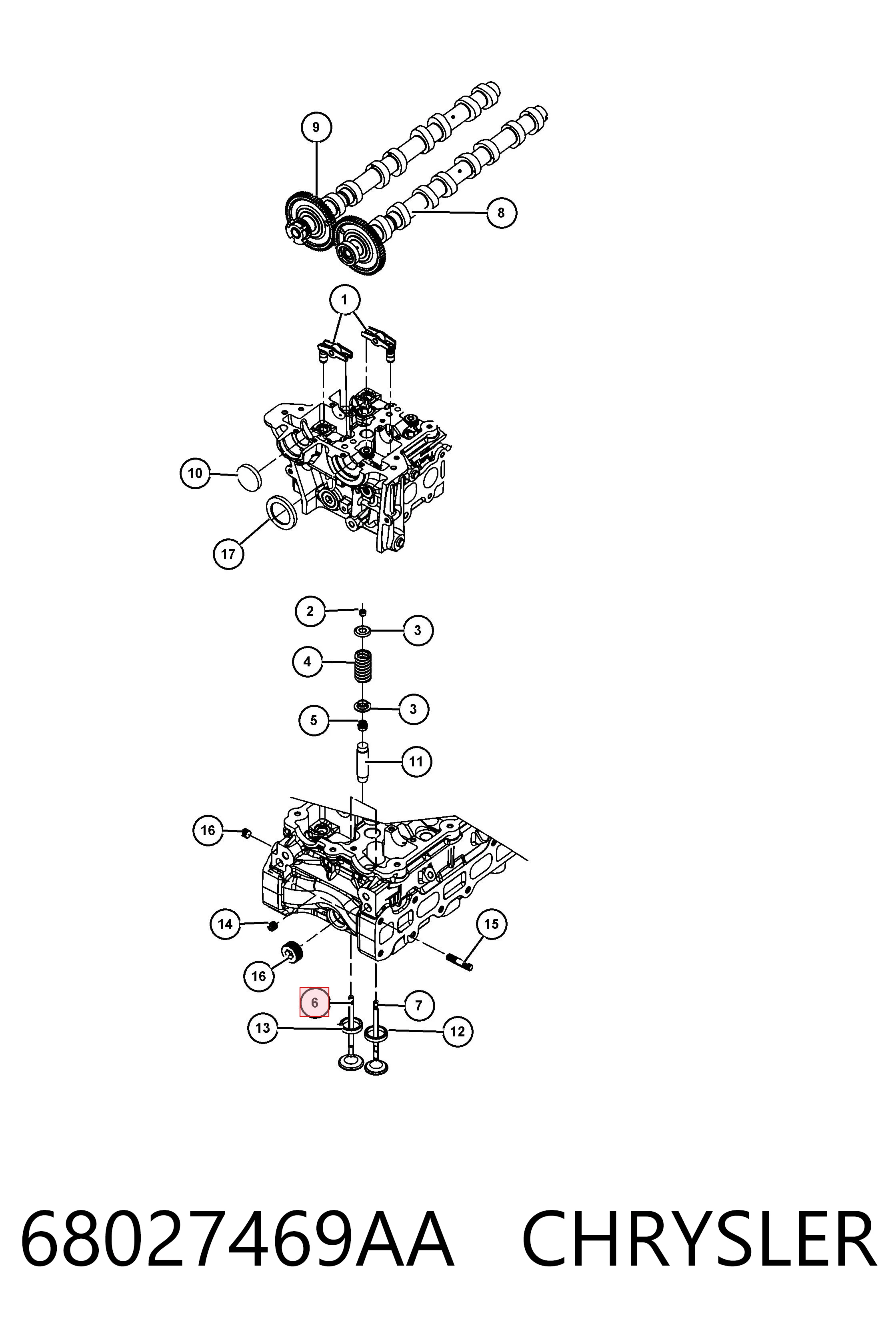 68027469AA Chrysler Клапан впускний