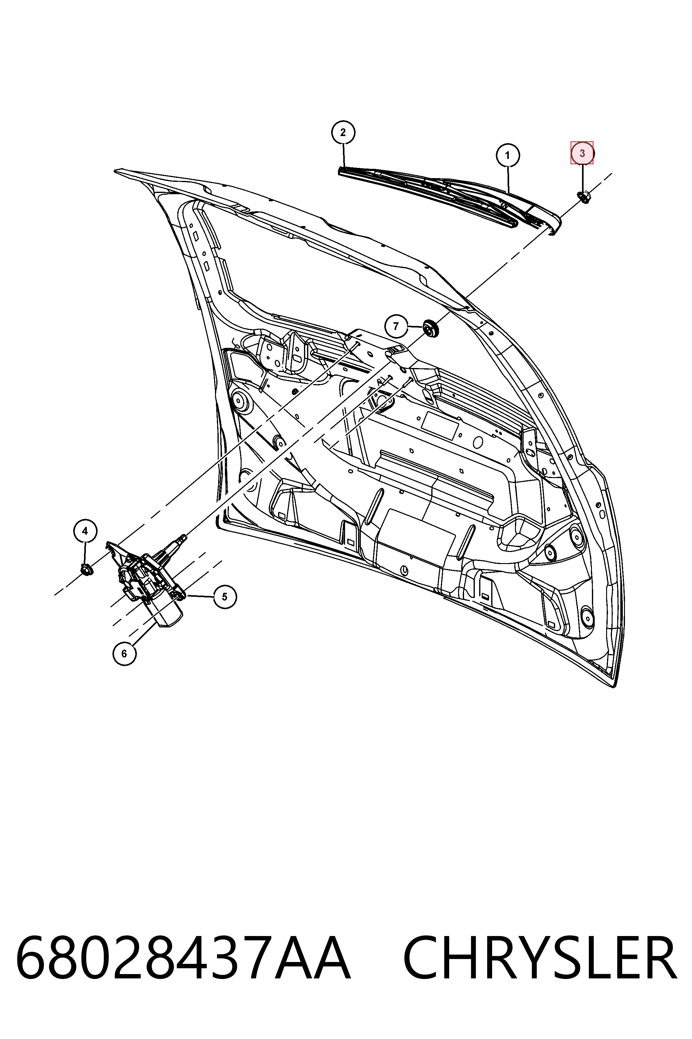 Купити K55077097AC Fiat/Alfa/Lancia Важіль-поводок склоочисника заднього скла