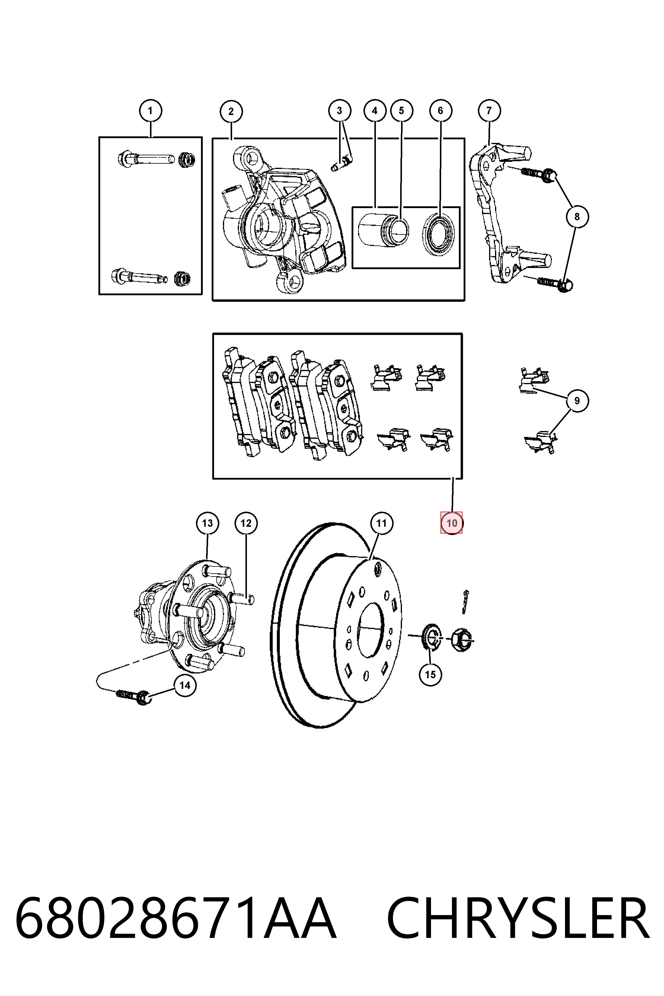 68028671AA Chrysler Колодки гальмівні задні, дискові