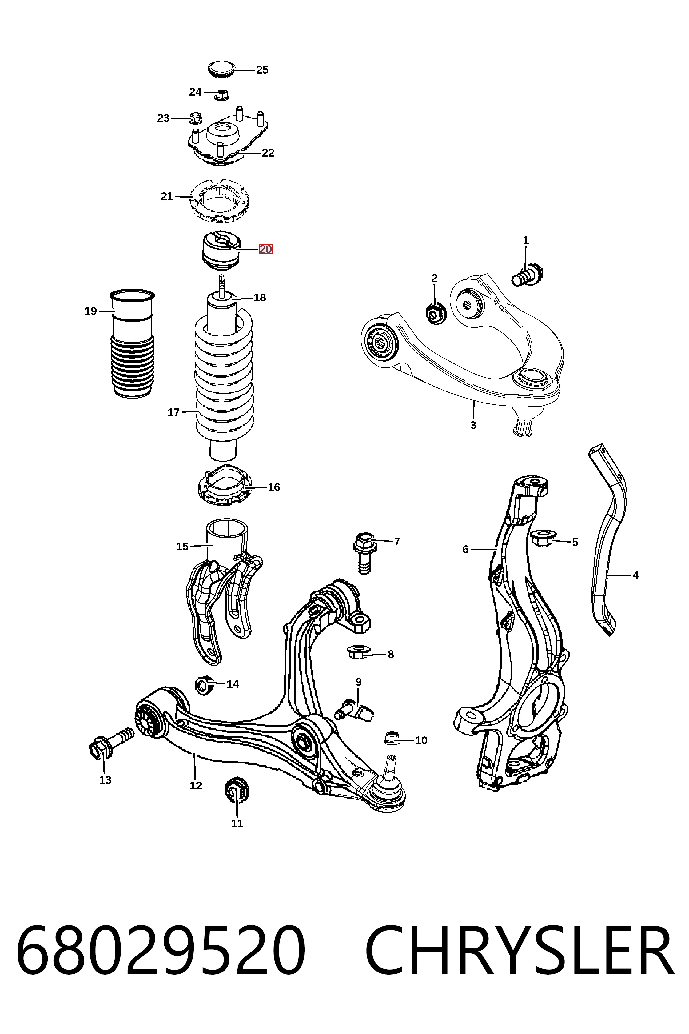 68029520 Chrysler Кріплення переднього амортизатора