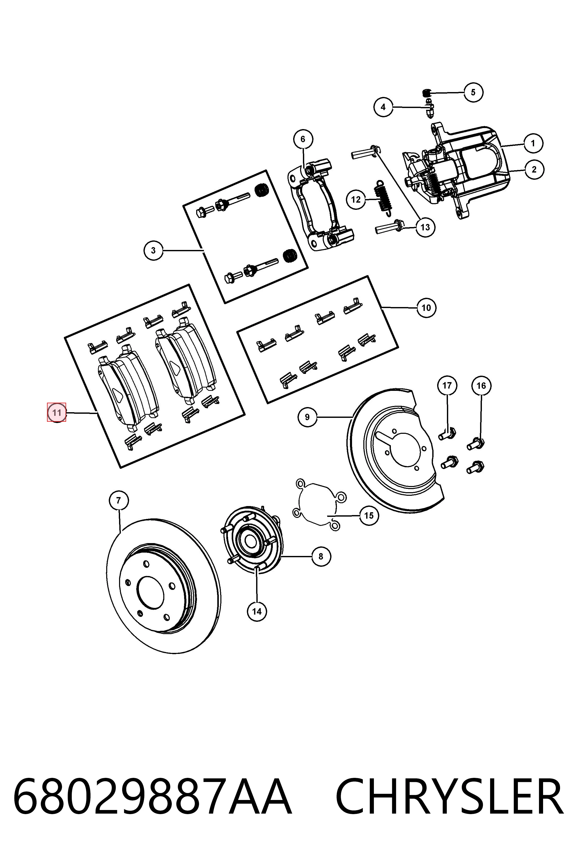 68029887AA Chrysler Колодки гальмівні задні, дискові