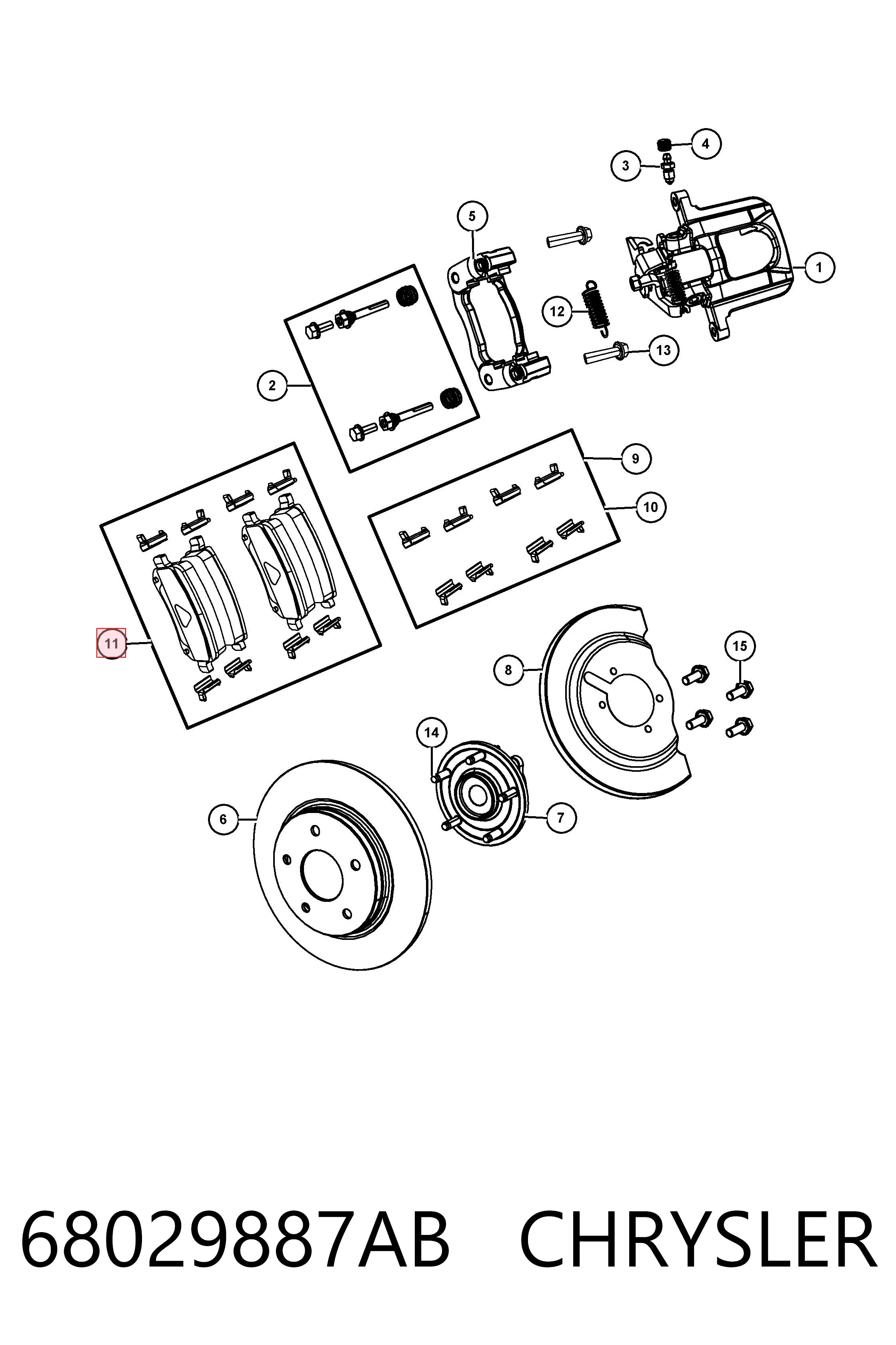 68029887AB Chrysler Колодки гальмівні задні, дискові