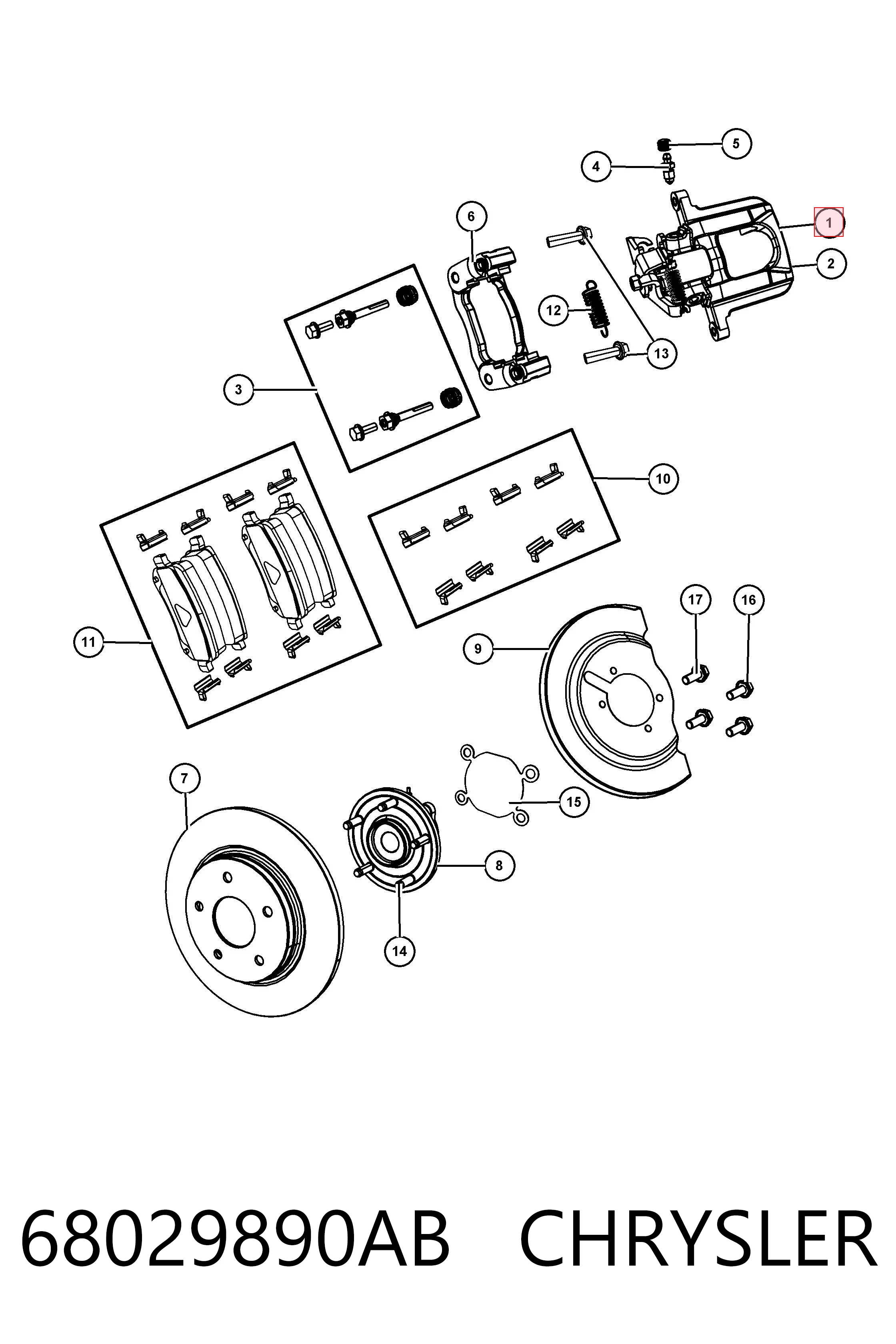 Супорт задній правий K68029890AC Fiat/Alfa/Lancia