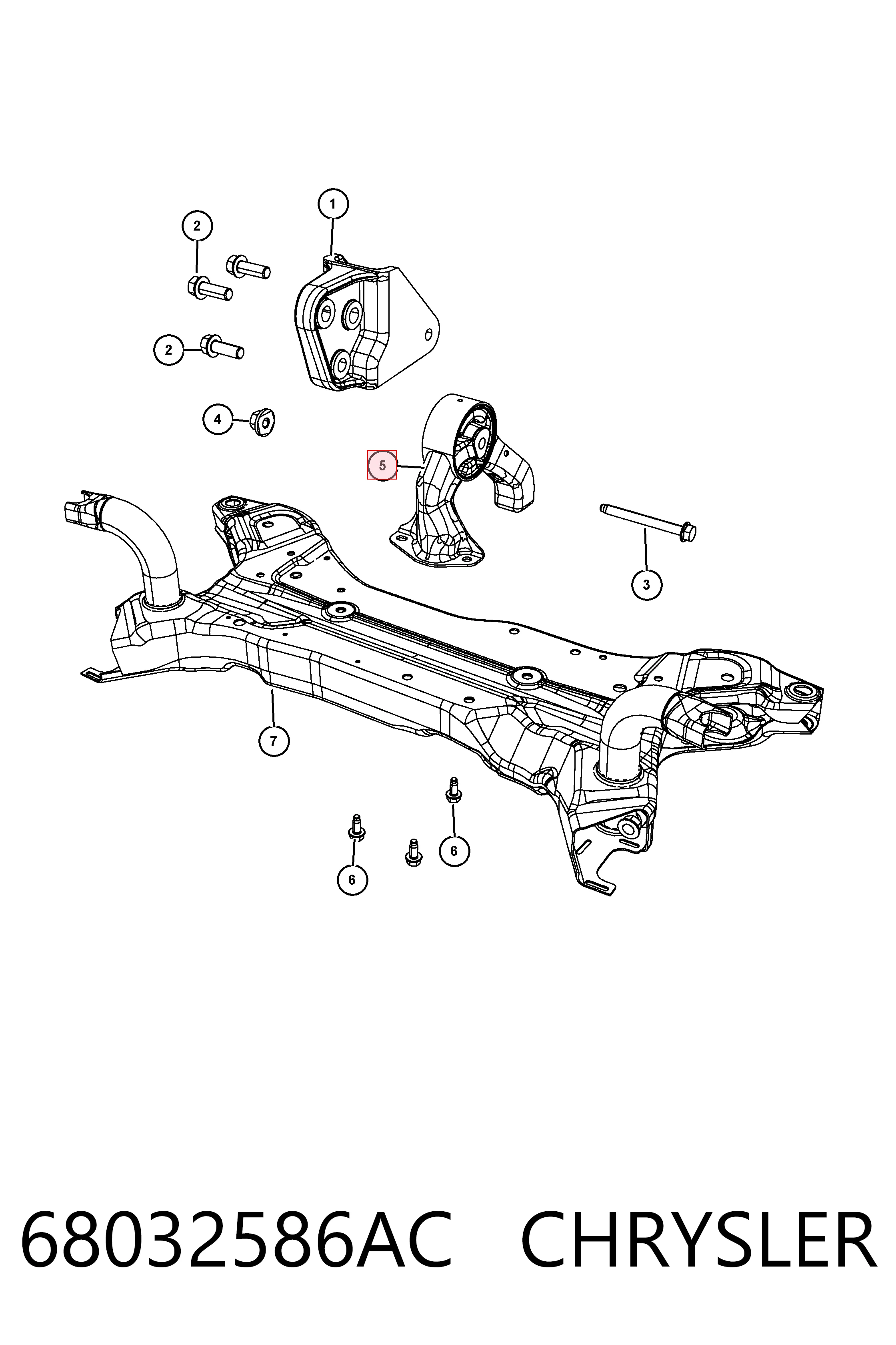68032586AC Chrysler Задня подушка двигуна