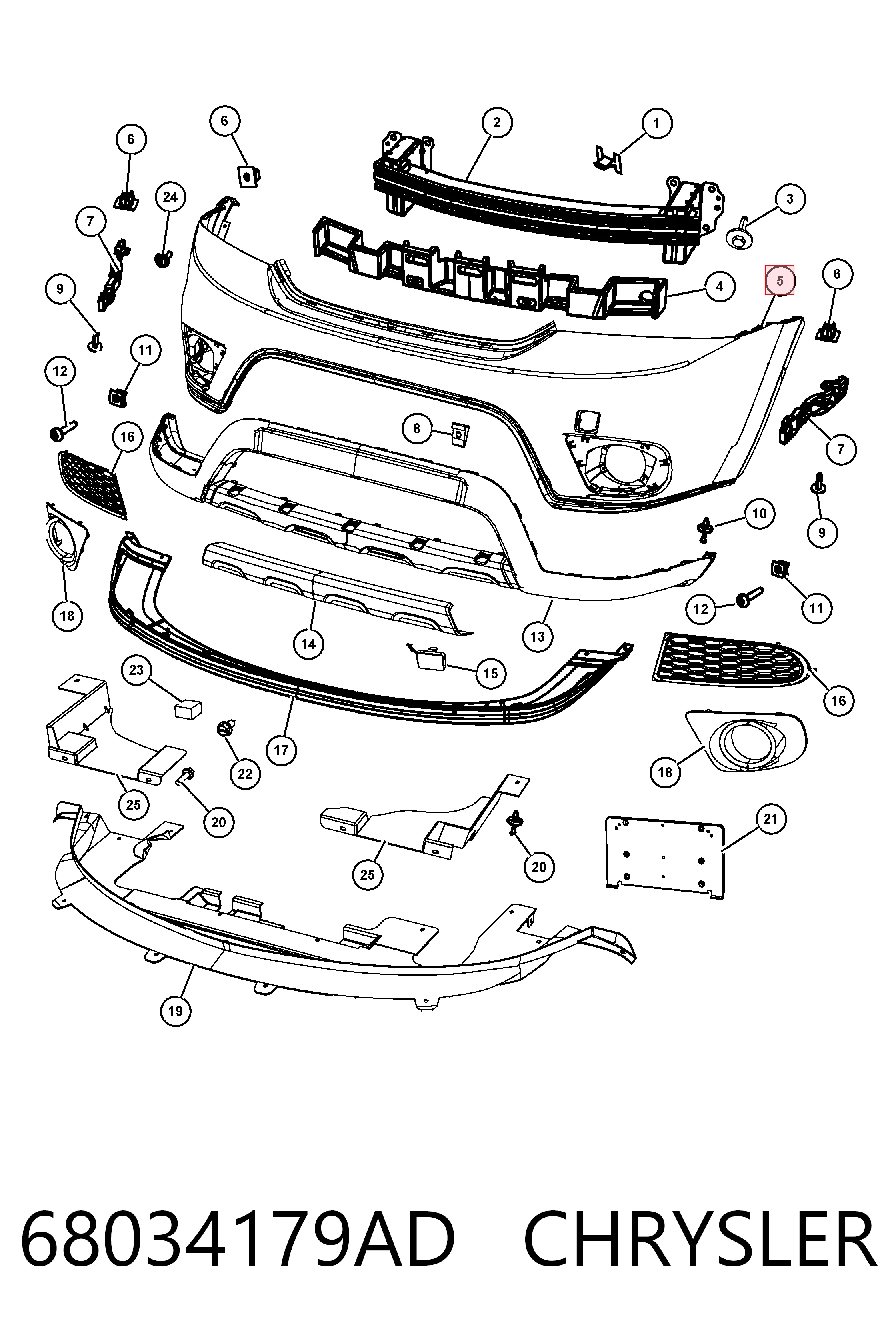 Бампер передній, верхня частина Fiat/Alfa/Lancia K1SW02WS2AC ціна, від 62.39 USD