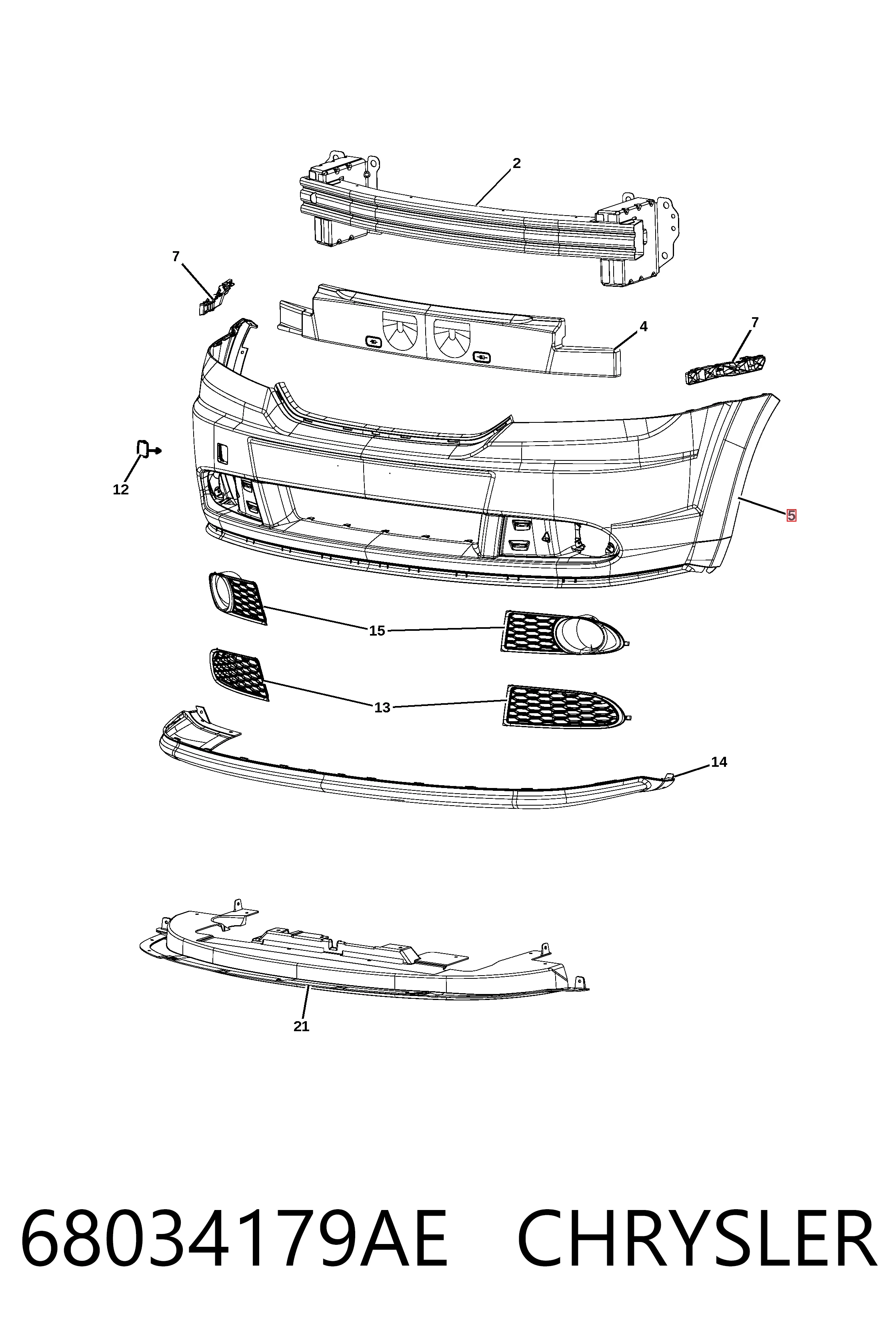 Купити K1SW02WS2AC Fiat/Alfa/Lancia Бампер передній, верхня частина