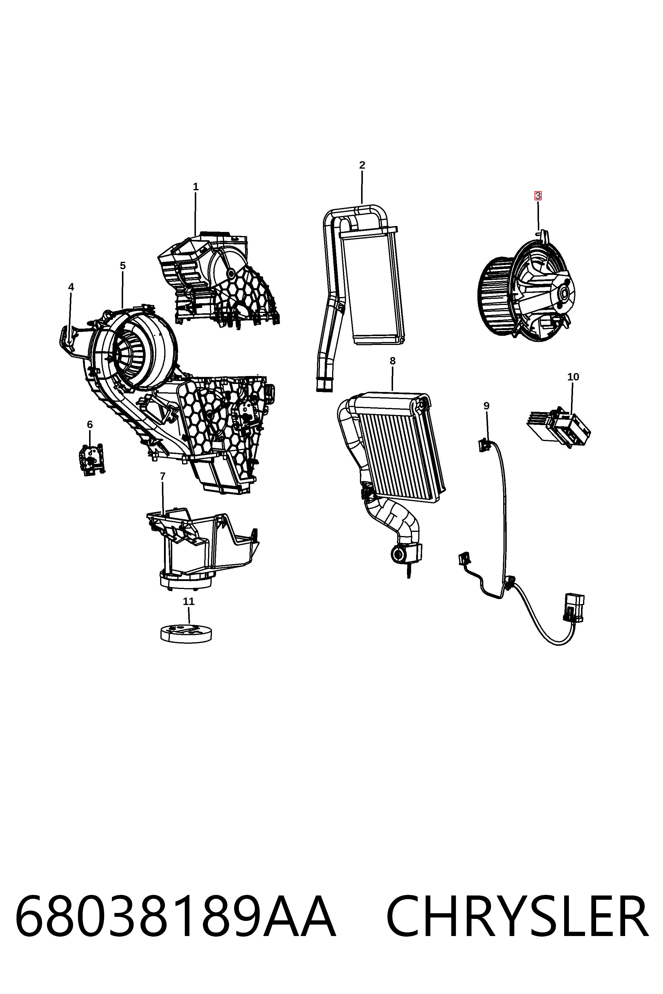 68038189AA Chrysler Електромотор пічки