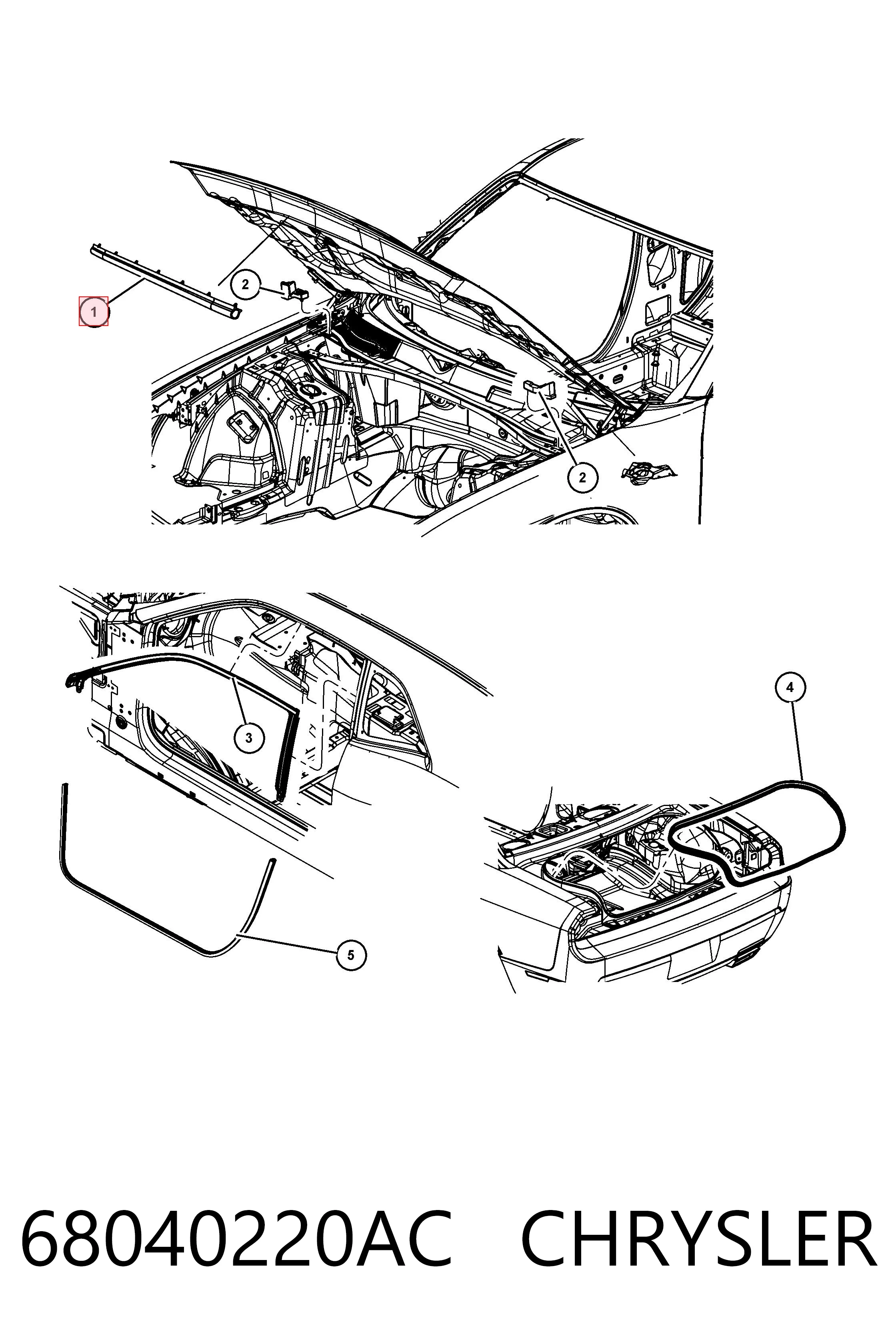 68040220AC Chrysler Ущільнювач капота