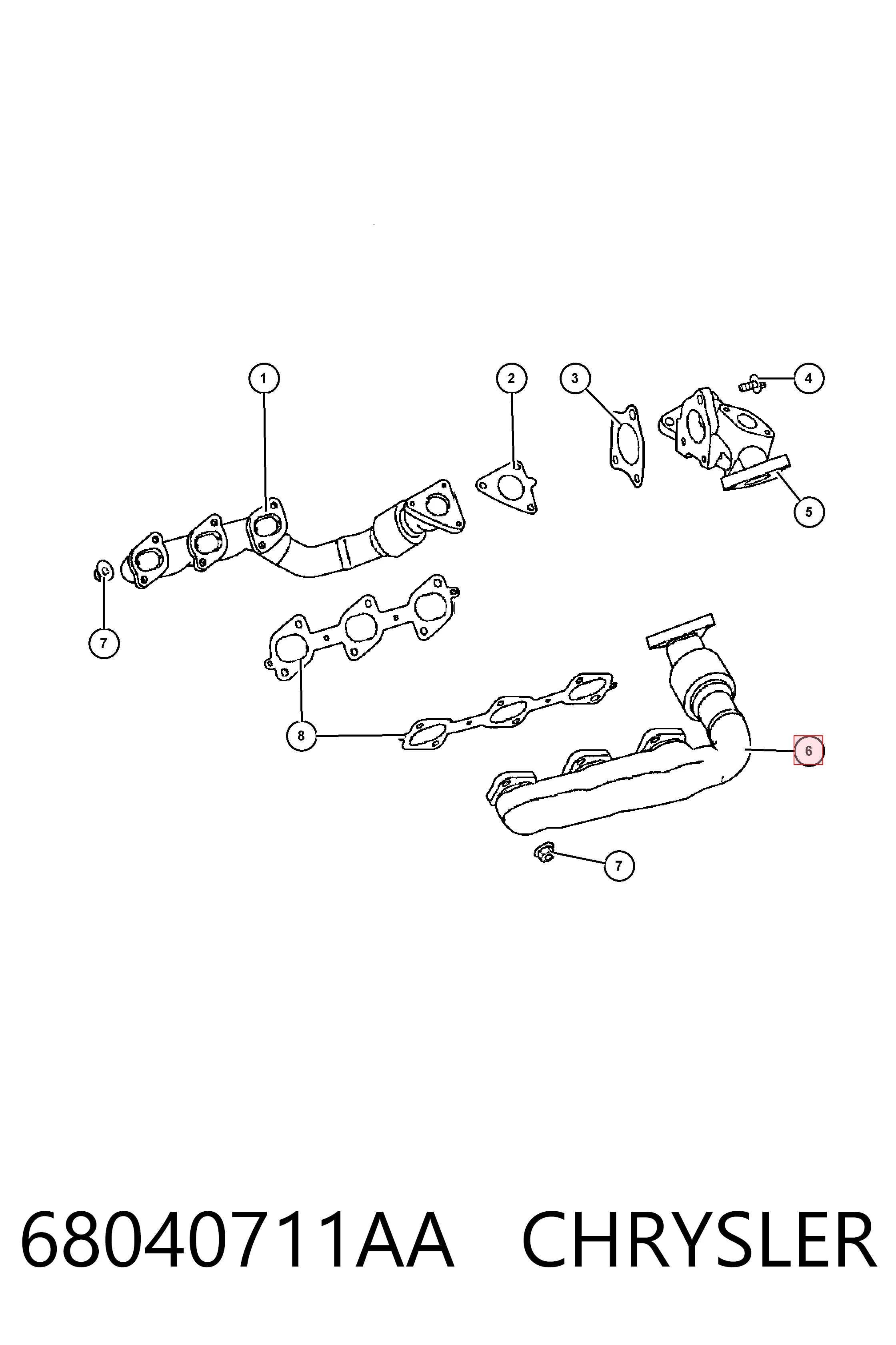 68040711AA Chrysler Колектор випускний, лівий