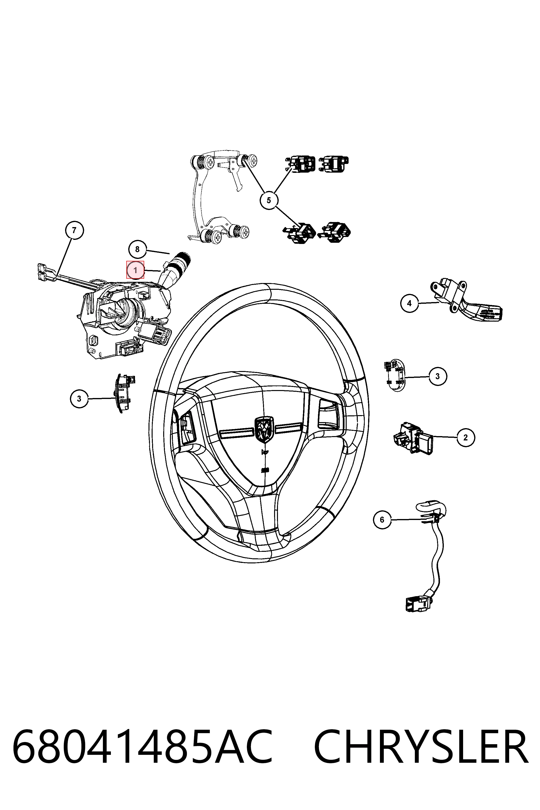 68041485AC Chrysler Перемикач підрульовий, лівий