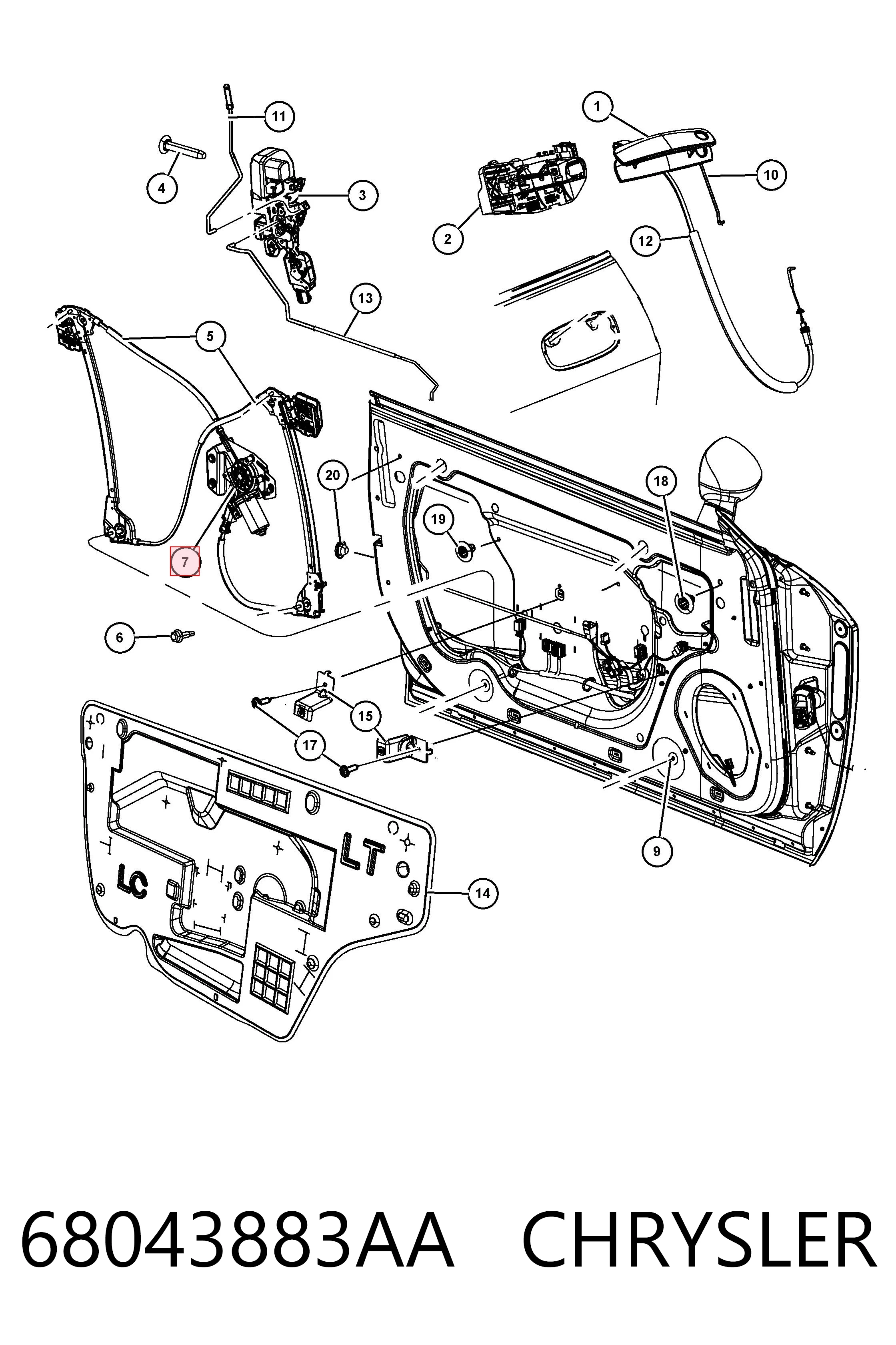 68043883AA Chrysler Мотор склопідйомника водійських дверей