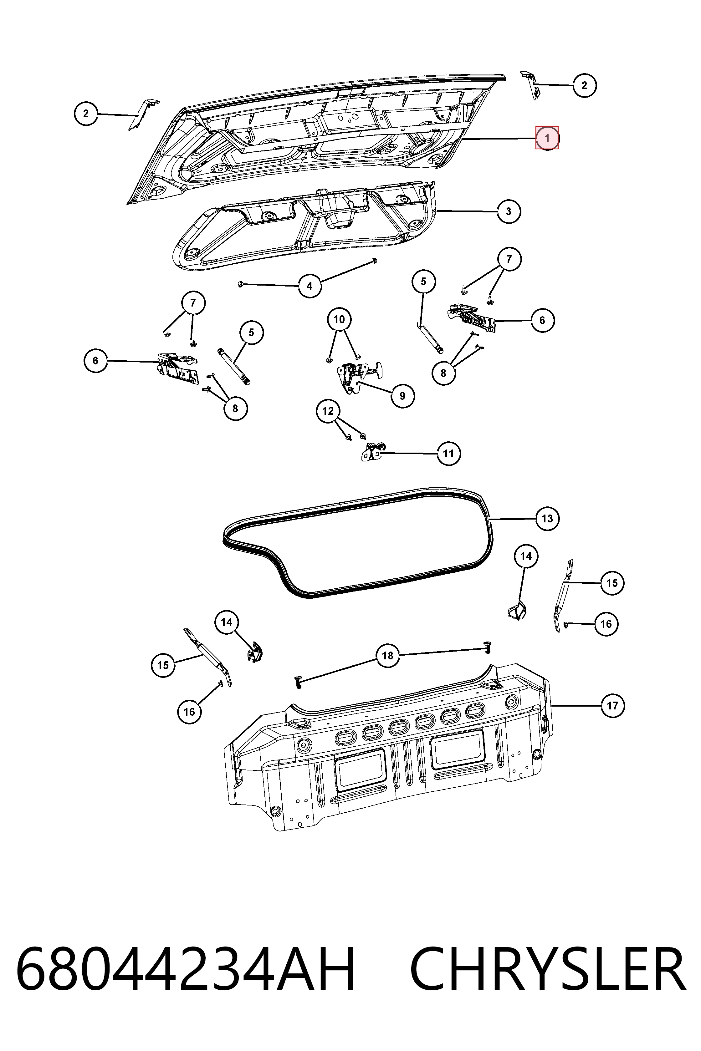 Кришка багажника Fiat/Alfa/Lancia K68044234AI ціна, від 239.30 USD