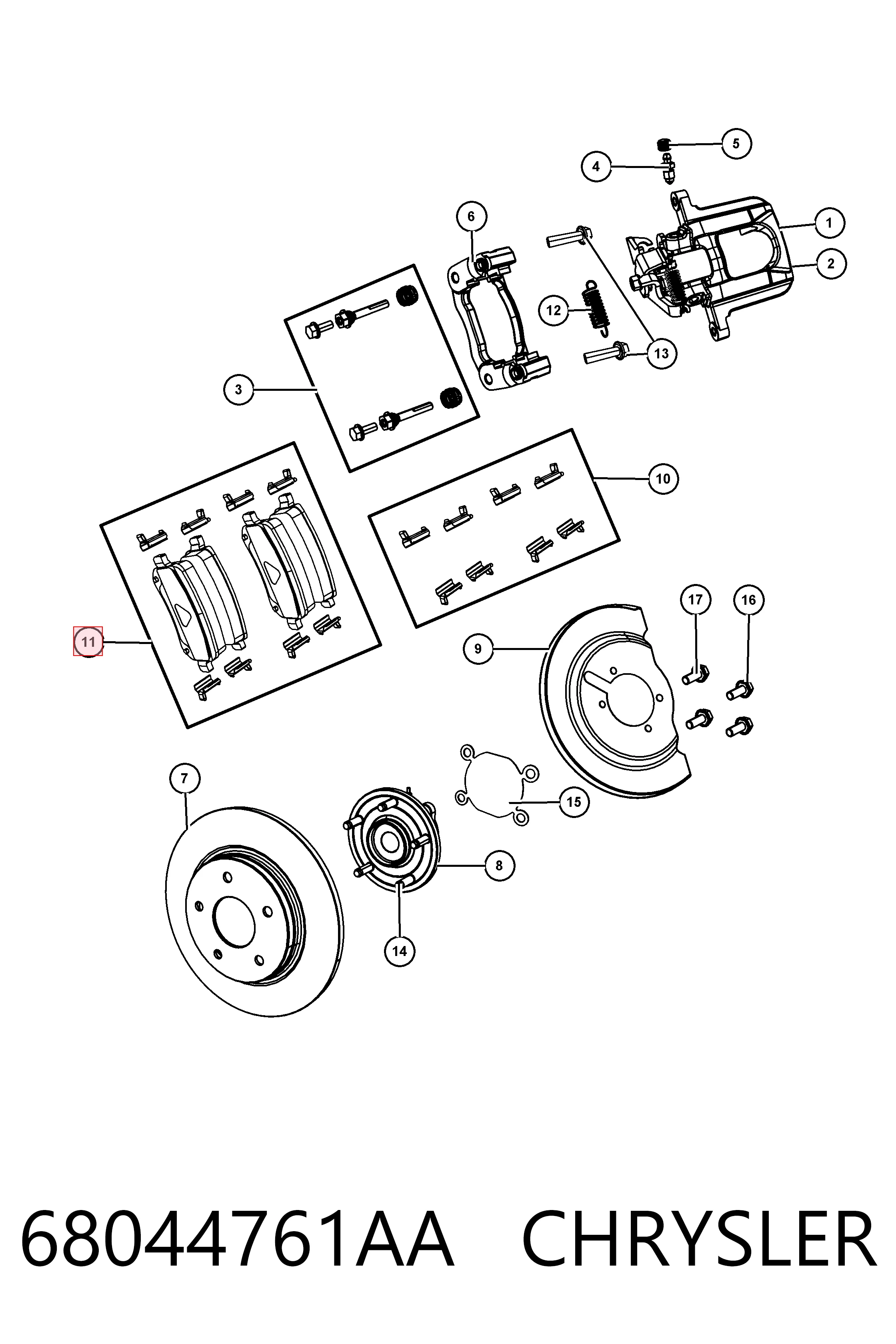 68044761AA Chrysler Колодки гальмівні задні, дискові