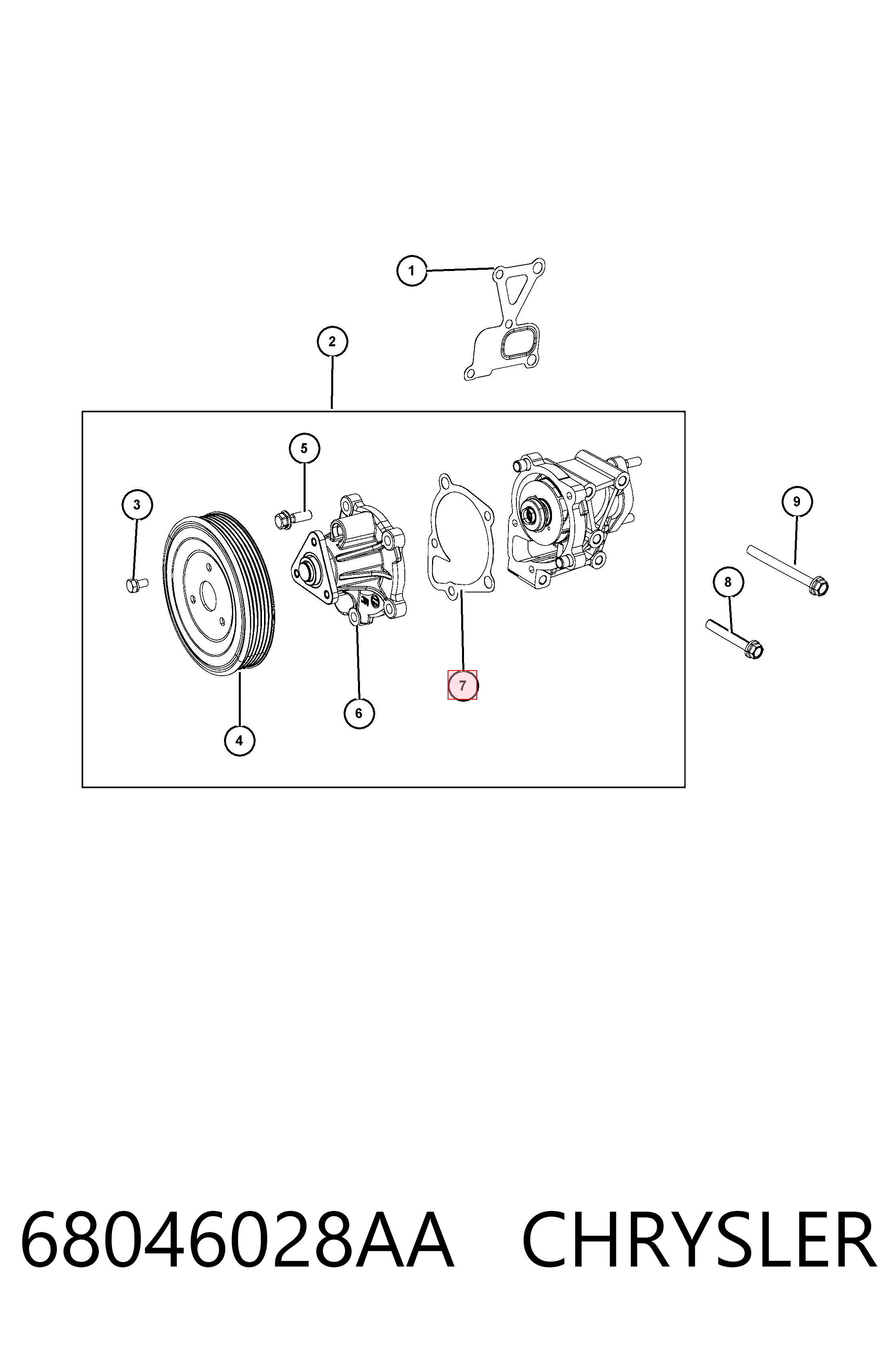 68046028AA Chrysler Прокладка водяної помпи