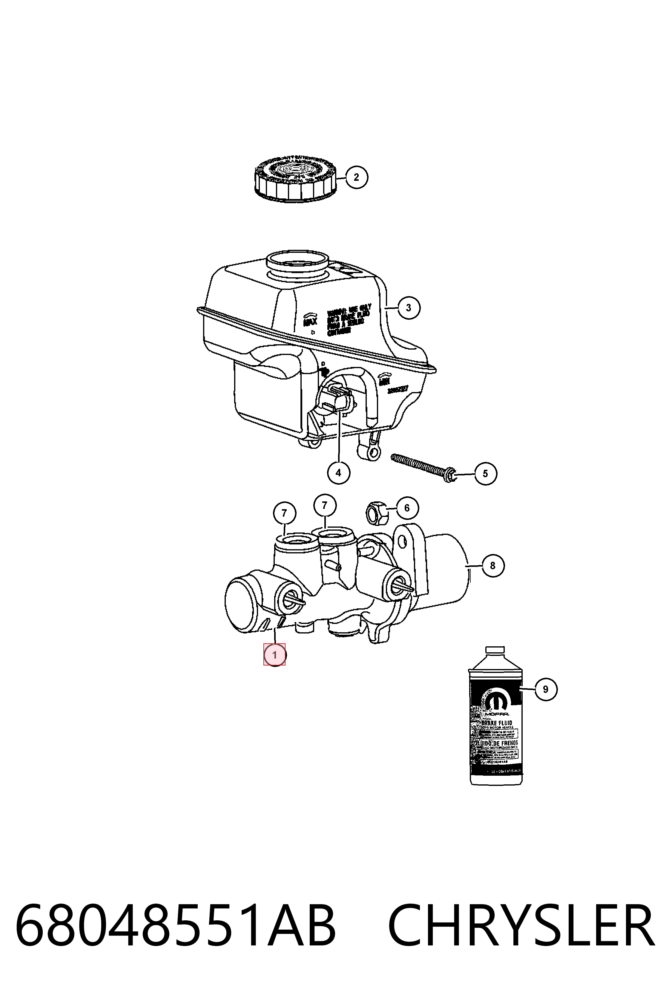Купити K68048551AA Fiat/Alfa/Lancia Головний гальмівний циліндр
