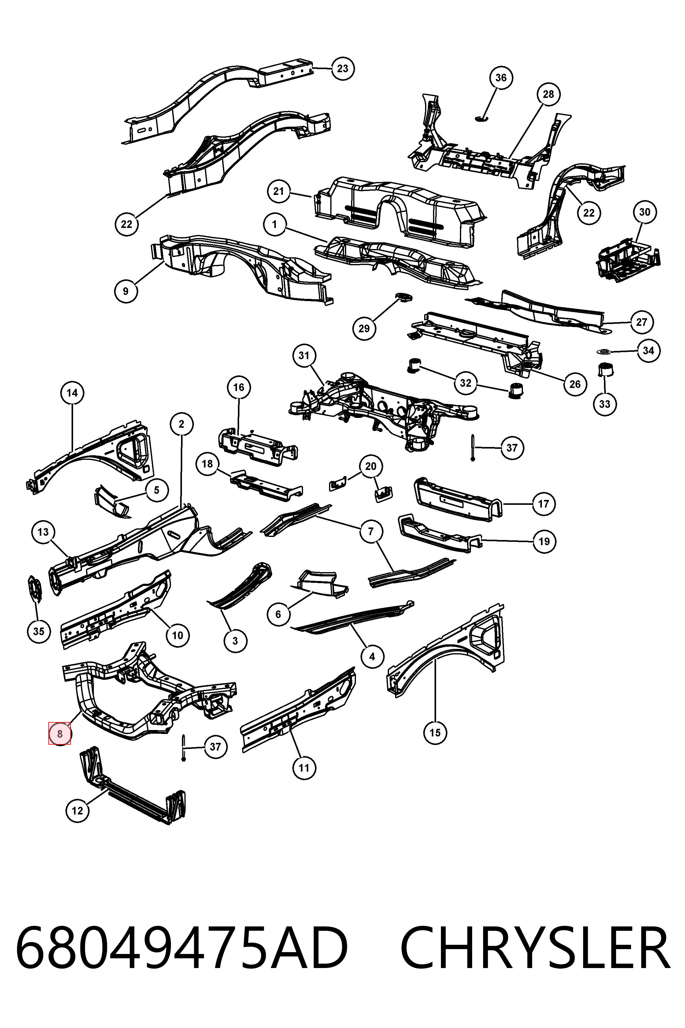 Підрамник передньої підвіски KLARKSONAS PDG44017TK ціна, від 204.59 USD