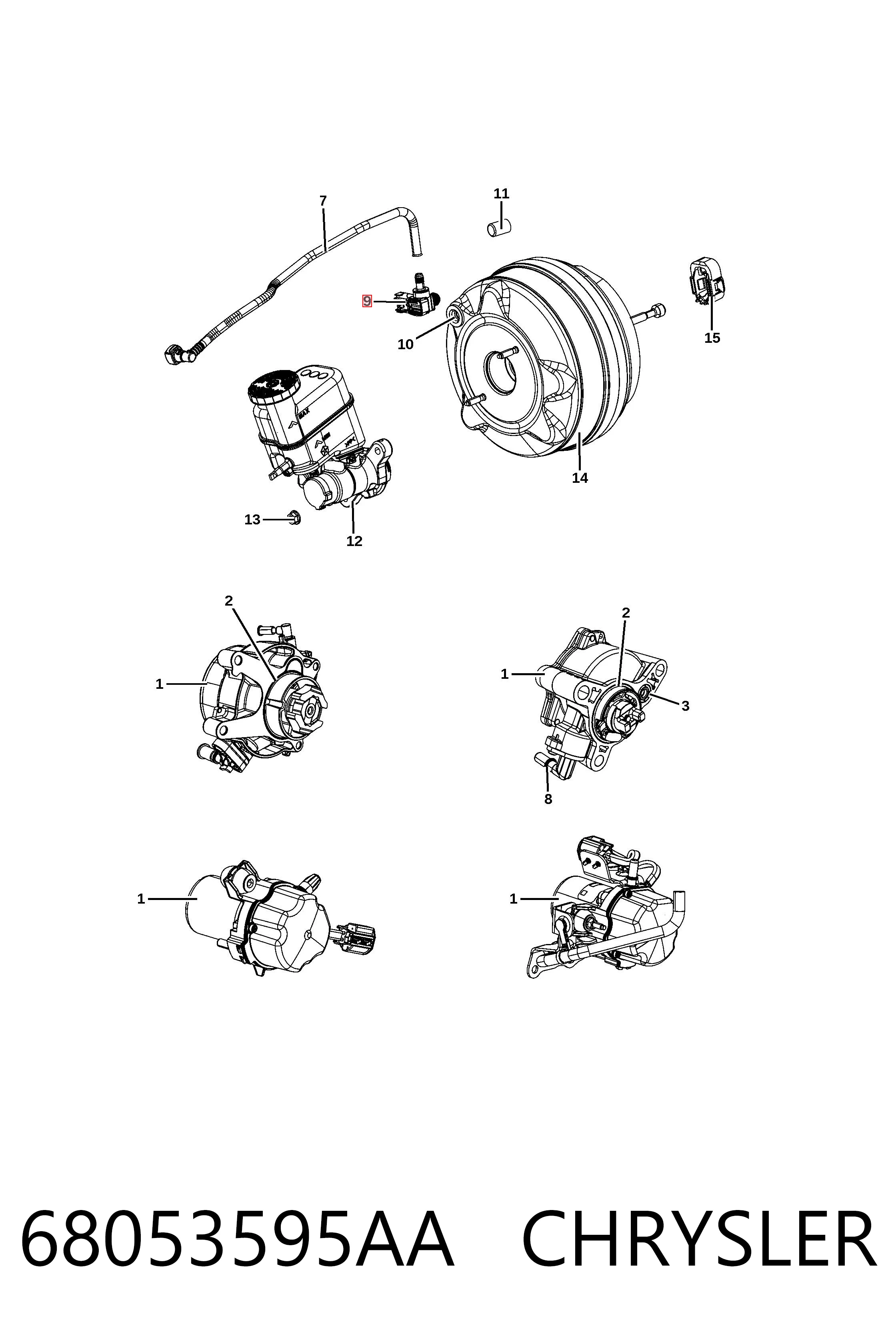 68053595AA Chrysler Механізм стежить підсилювача