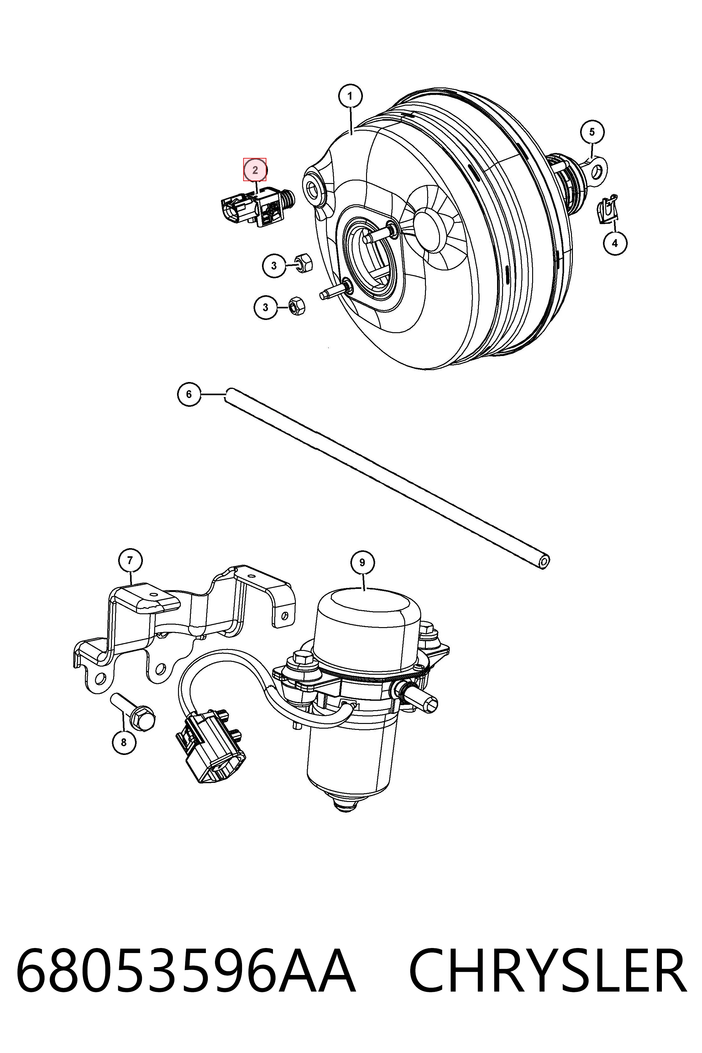 68053596AA Chrysler Механізм стежить підсилювача