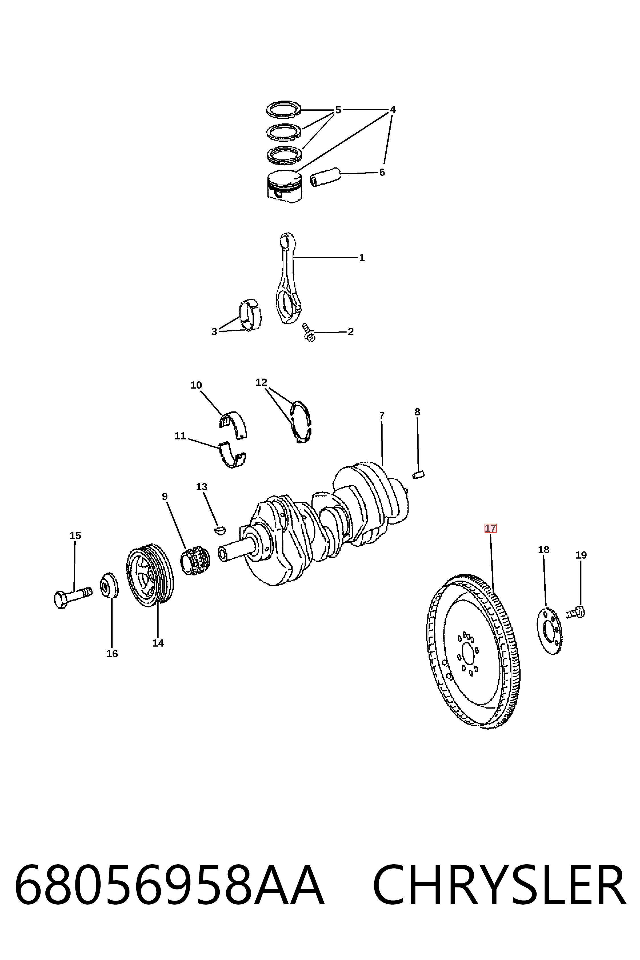 Купити K05175957AA Fiat/Alfa/Lancia Маховик із зубчастим ободом в зборі
