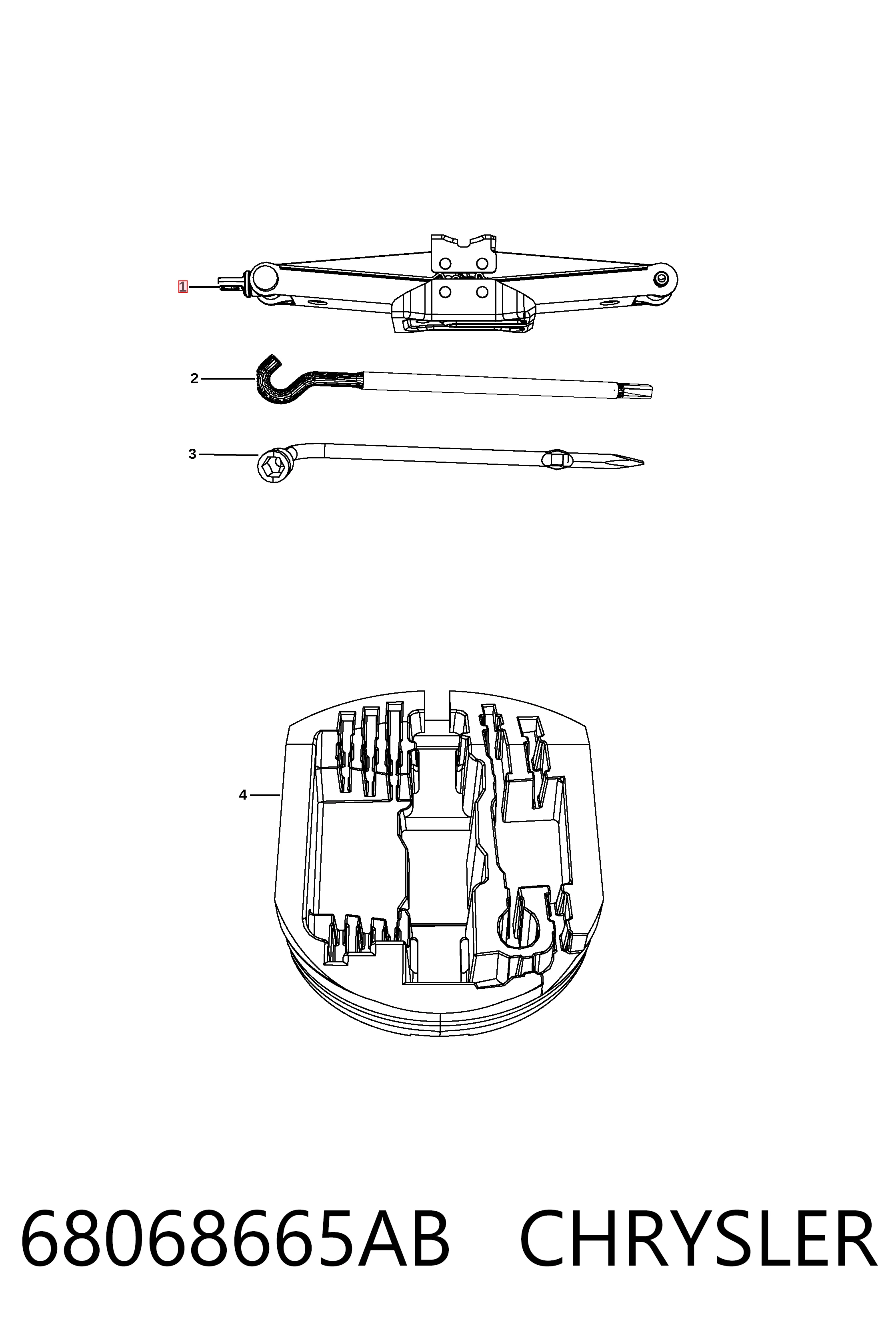Домкрат автомобільний Fiat/Alfa/Lancia K68068665AB ціна, від 35.15 USD