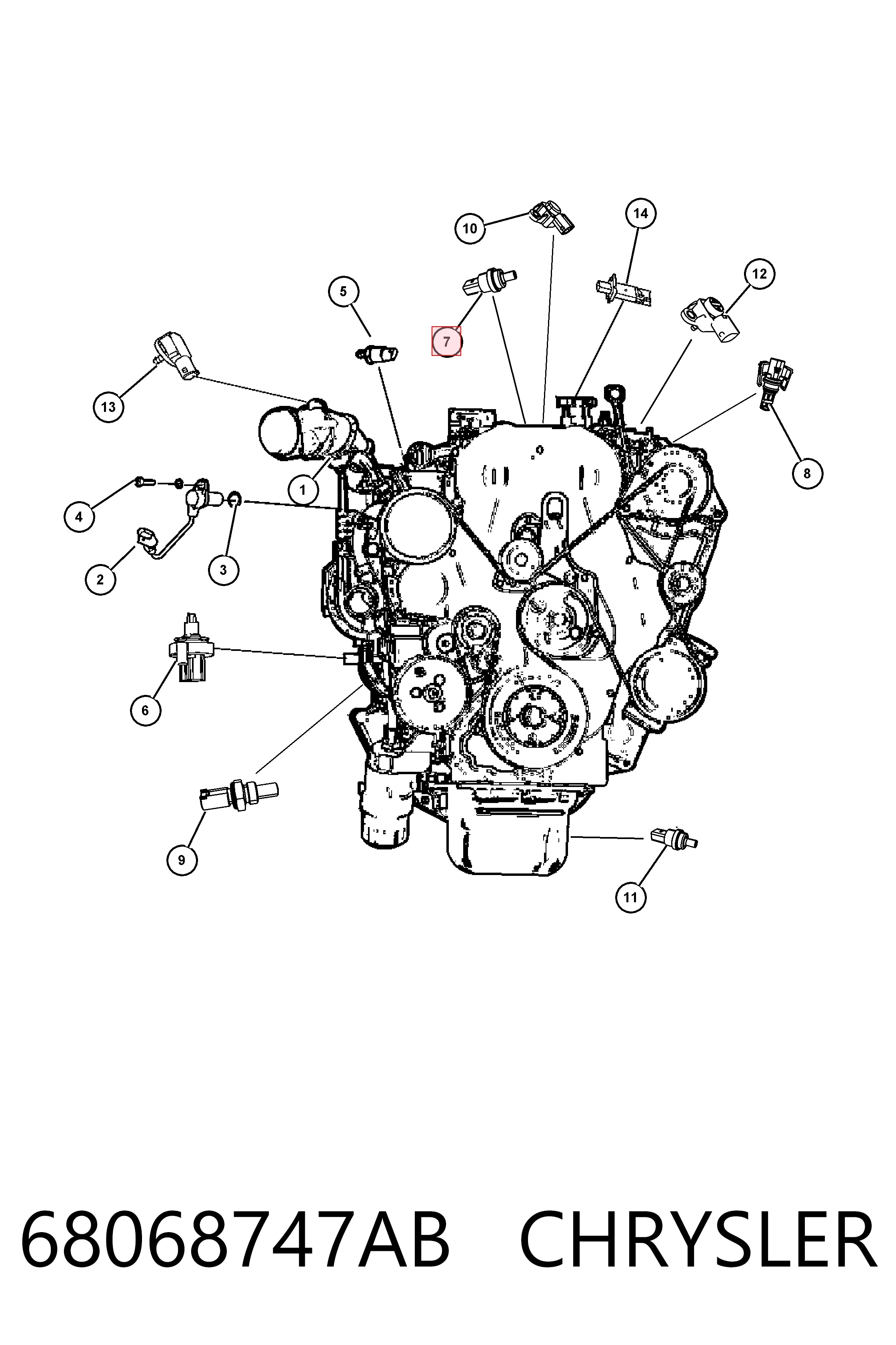 68068747AB Chrysler Покажчик температури охолоджуючої рідини