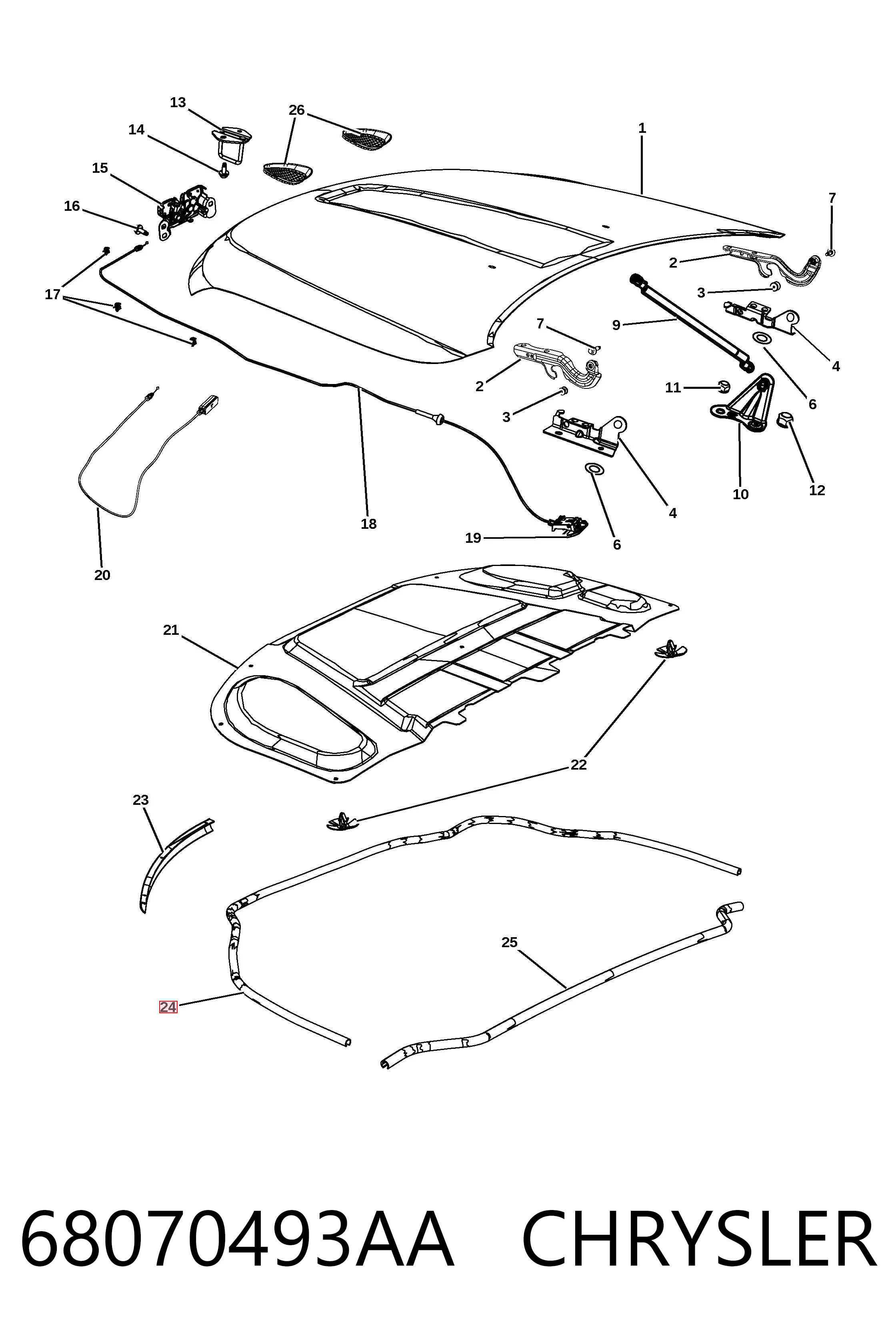 68070493AA Chrysler Капот