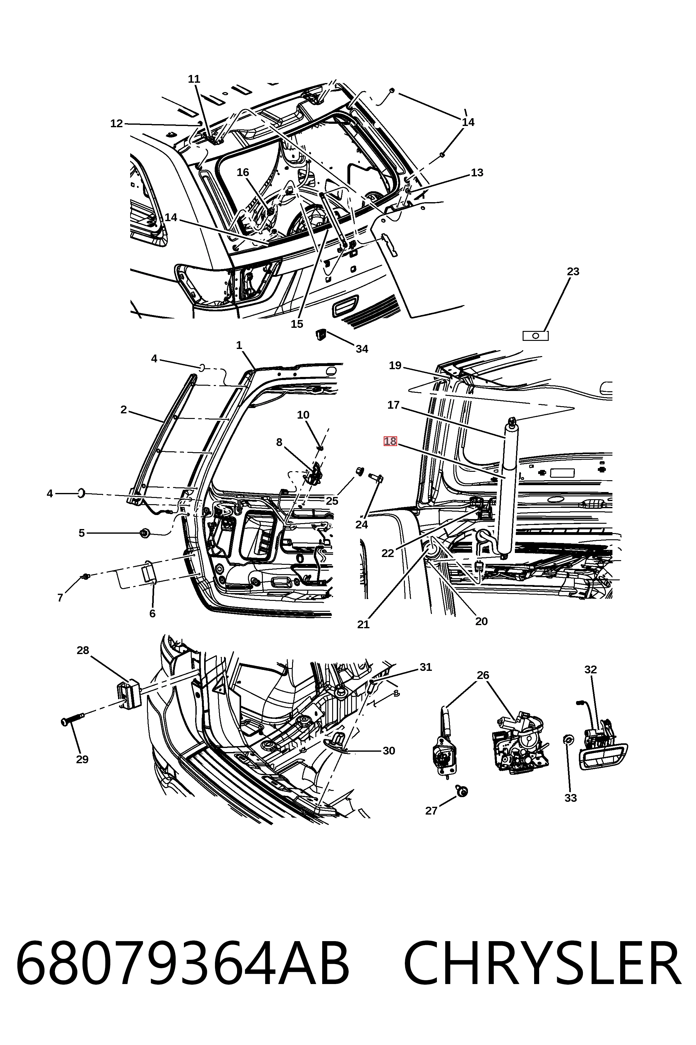 68079364AB Chrysler Амортизатор кришки багажника / двері 3/5-ї задньої