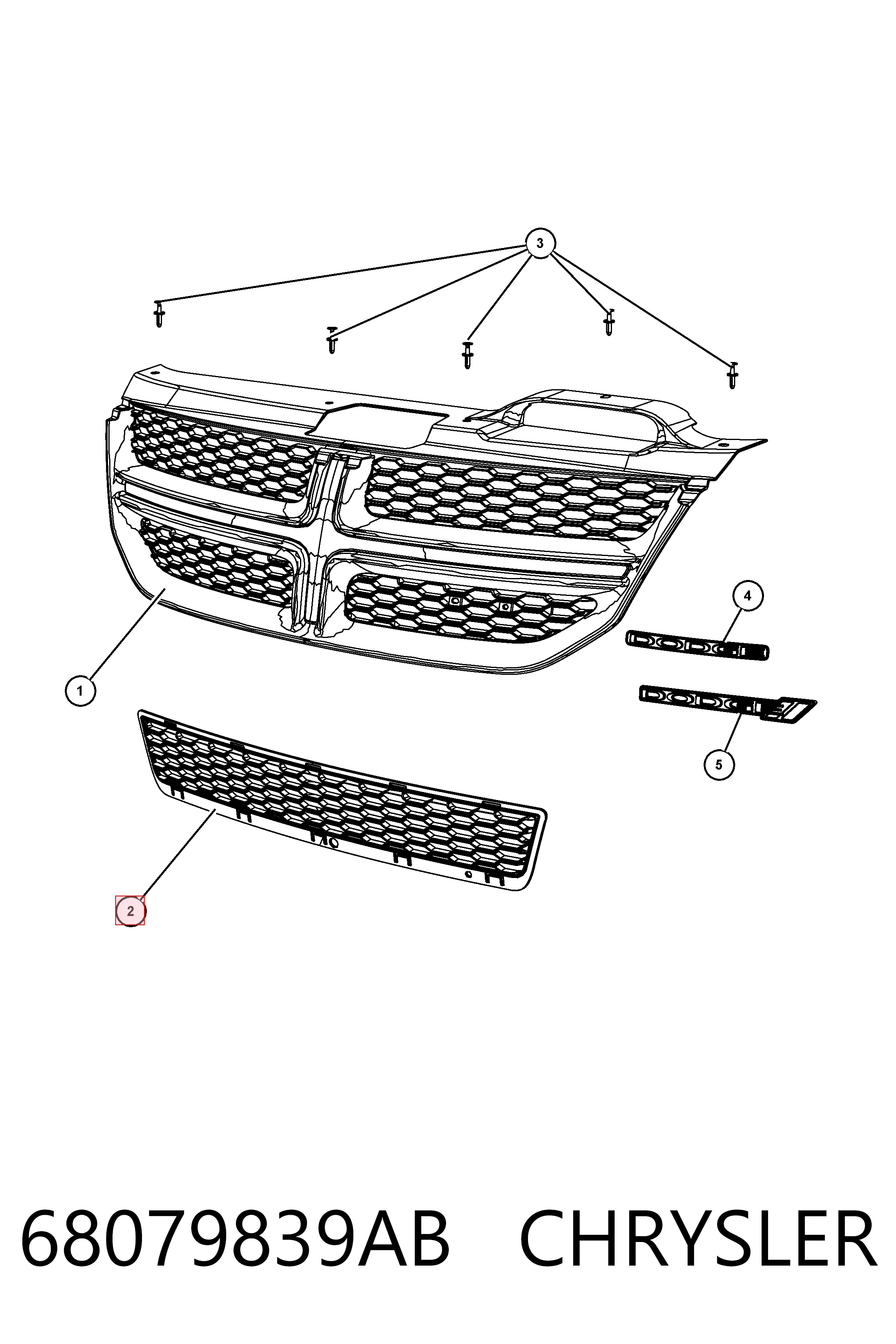 68079839AB Chrysler Решітка переднього бампера, нижня