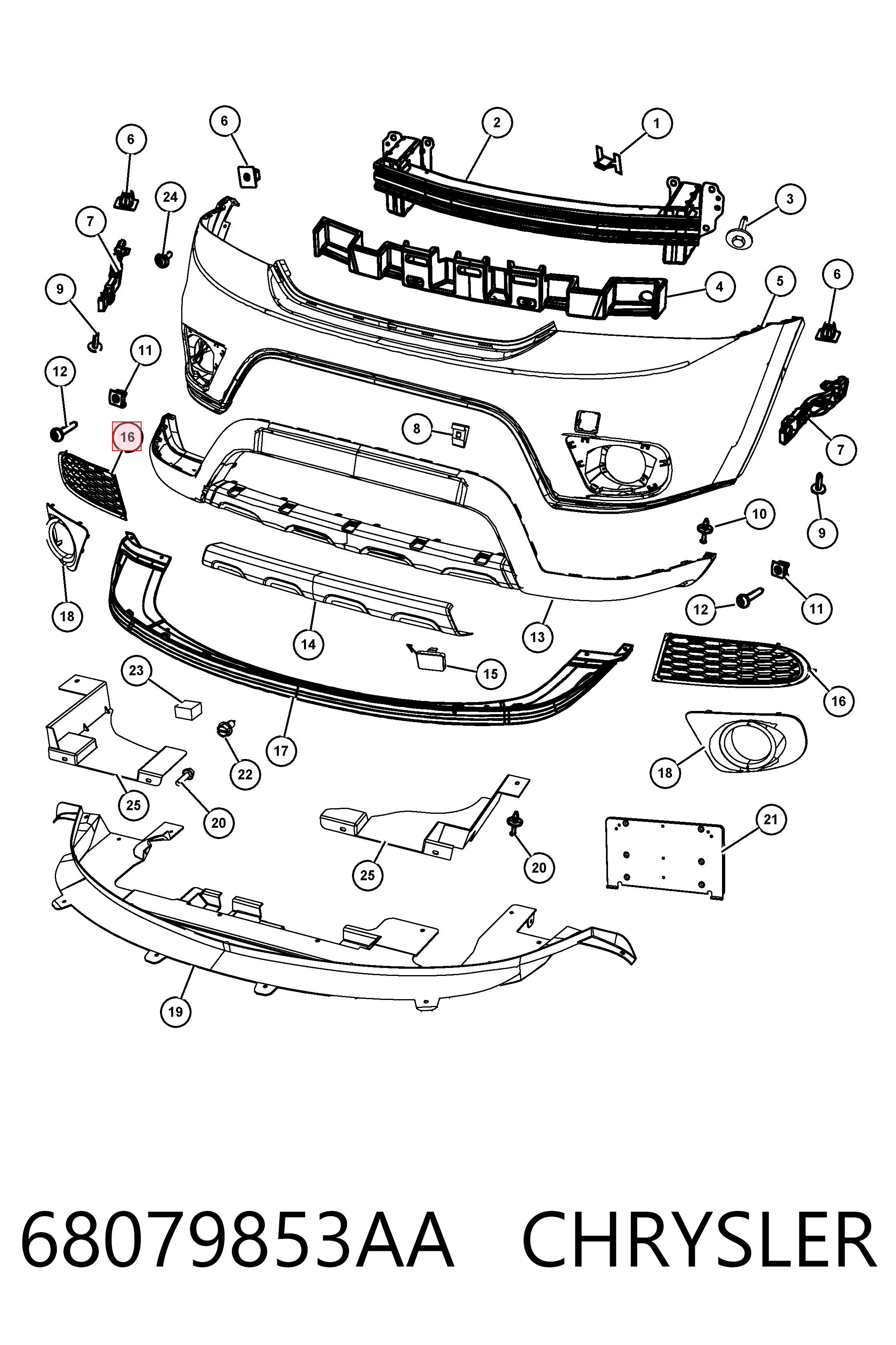 68079853AA Chrysler Заглушка протитуманок, ліва