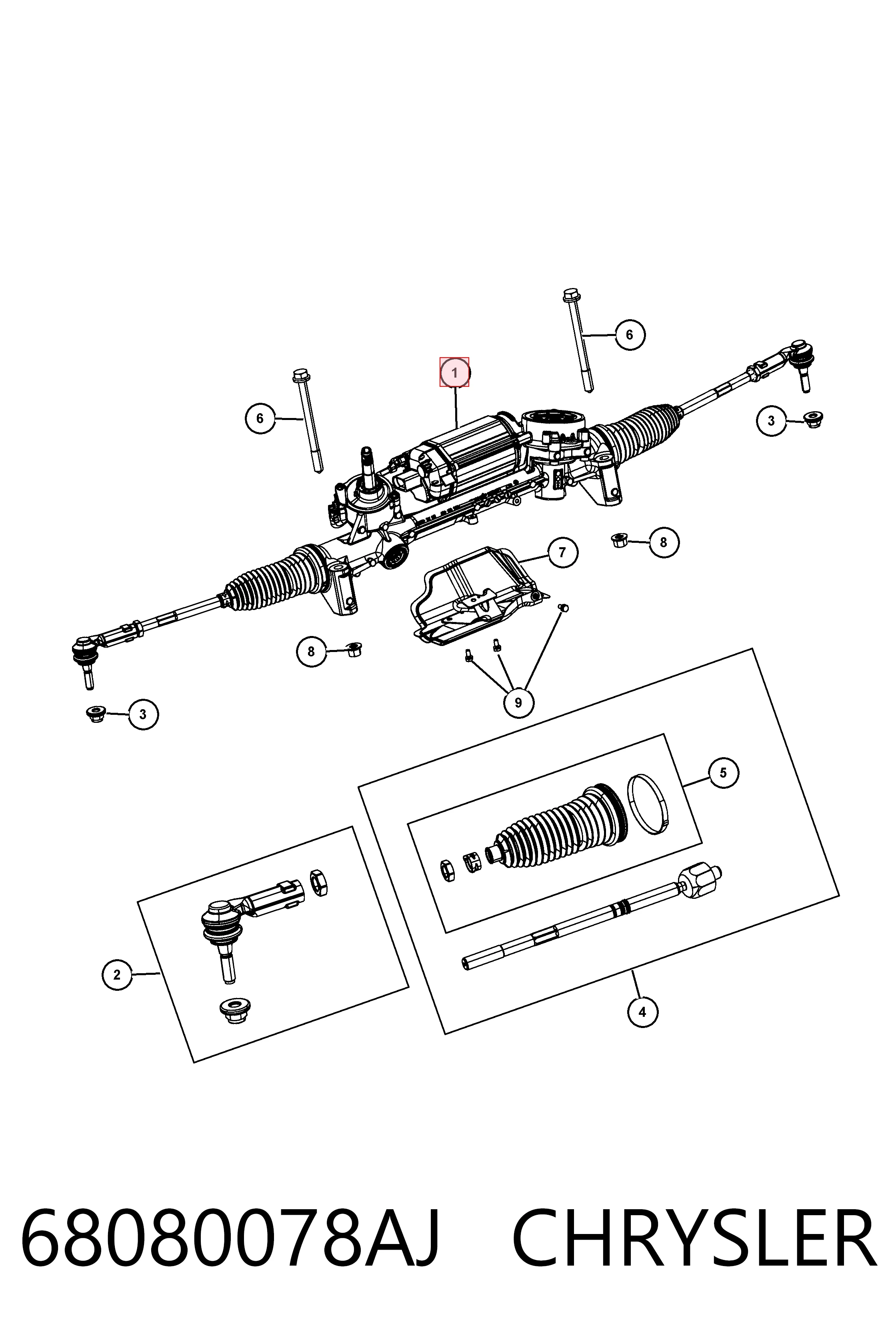 Купити K68080078AH Fiat/Alfa/Lancia Рульова рейка