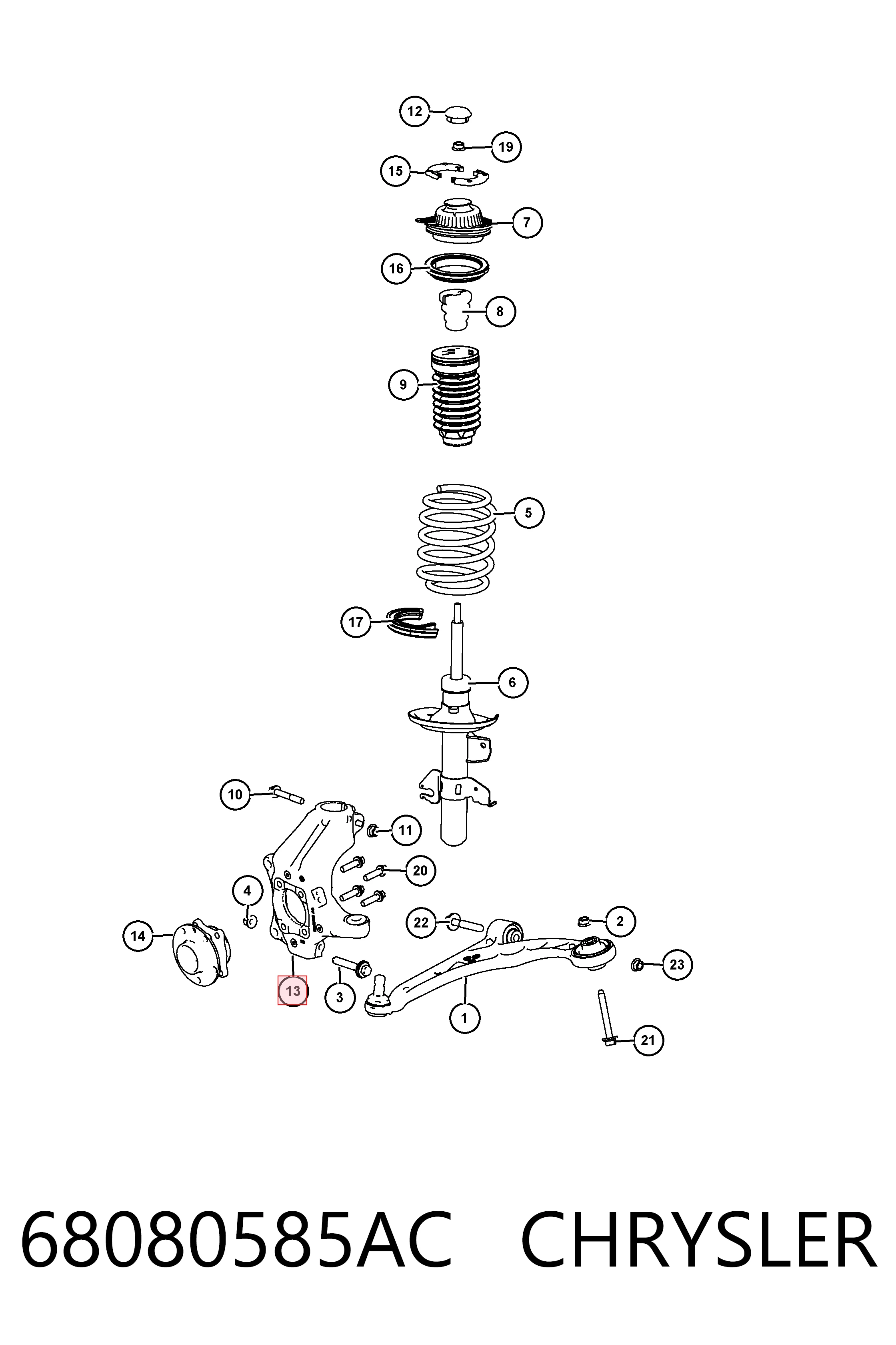 Цапфа поворотного кулака Fiat/Alfa/Lancia K68080585AB ціна, від 38.01 USD