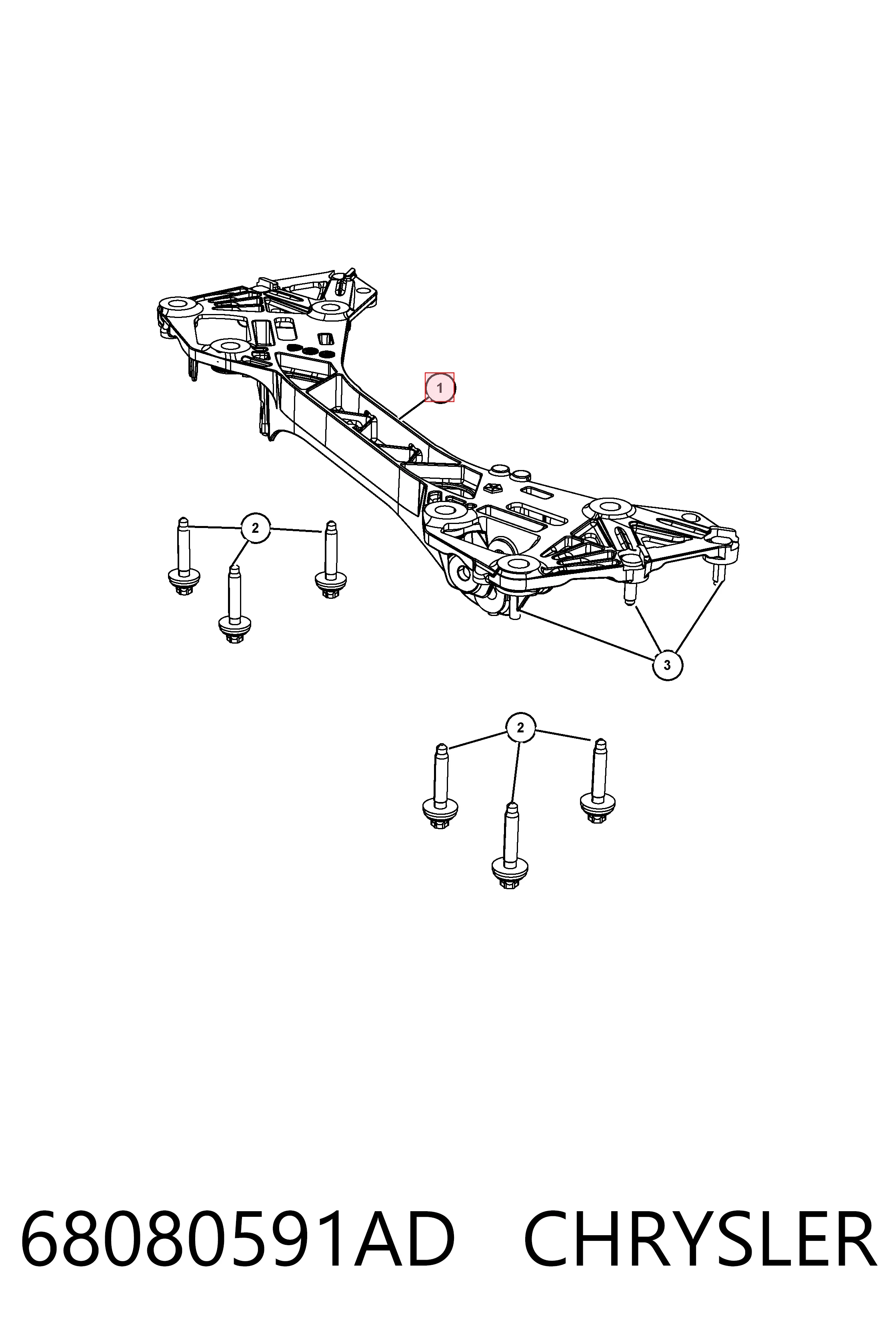 Балка задньої підвіски поперечна Fiat/Alfa/Lancia K68080591AF ціна, від 27.90 USD