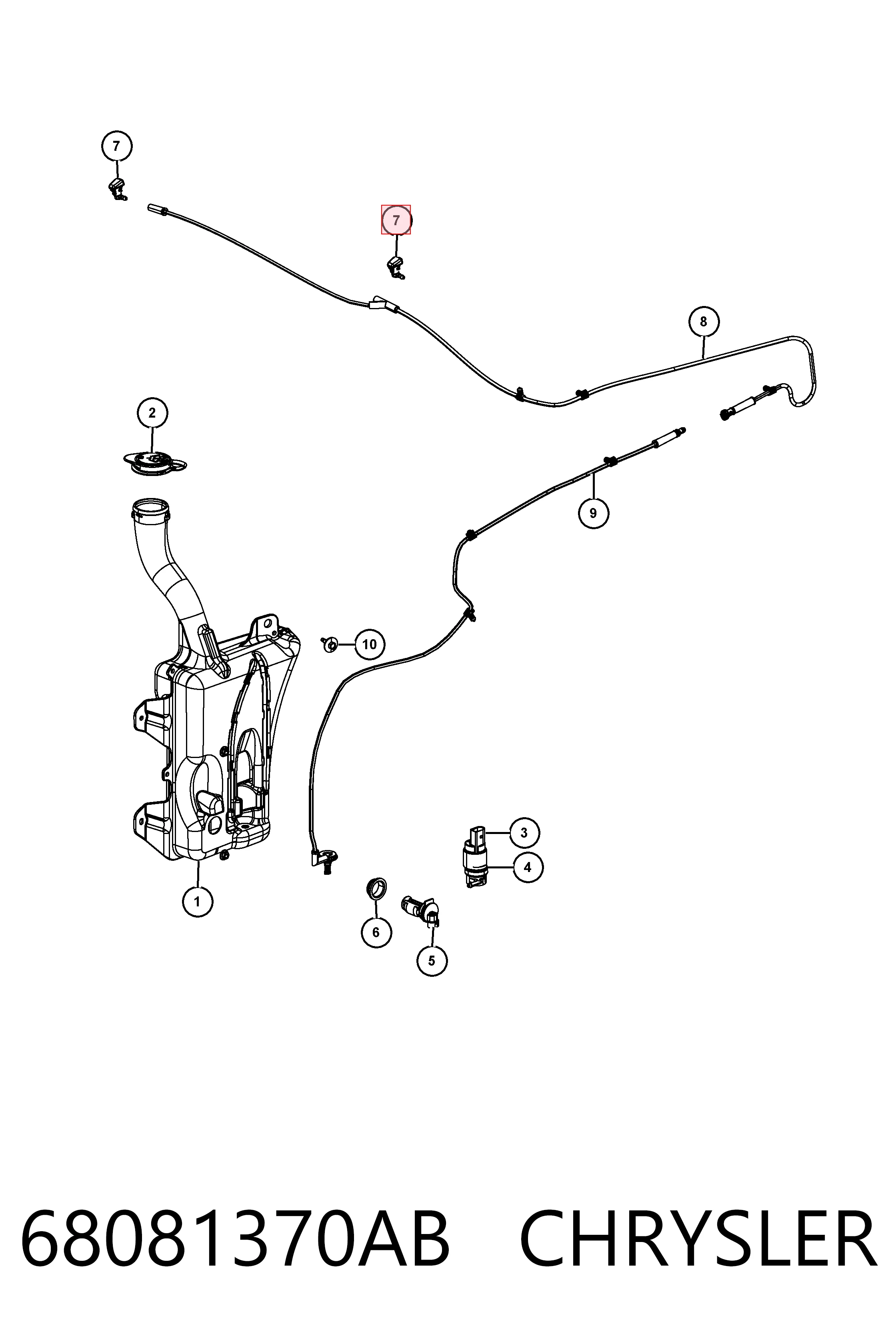 68081370AB Chrysler Сопло склоомивача вітрового скла