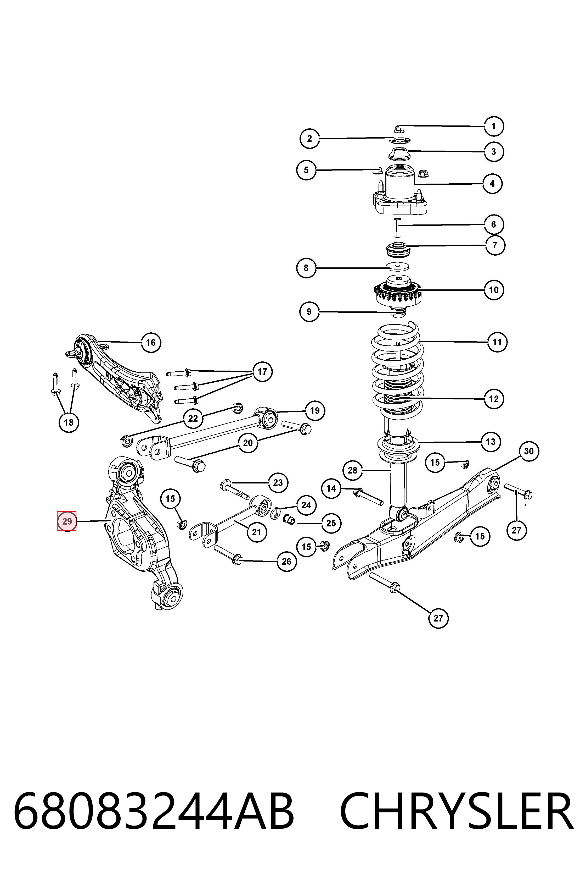 68083244AB Chrysler Цапфа - поворотний кулак заднім виходом,