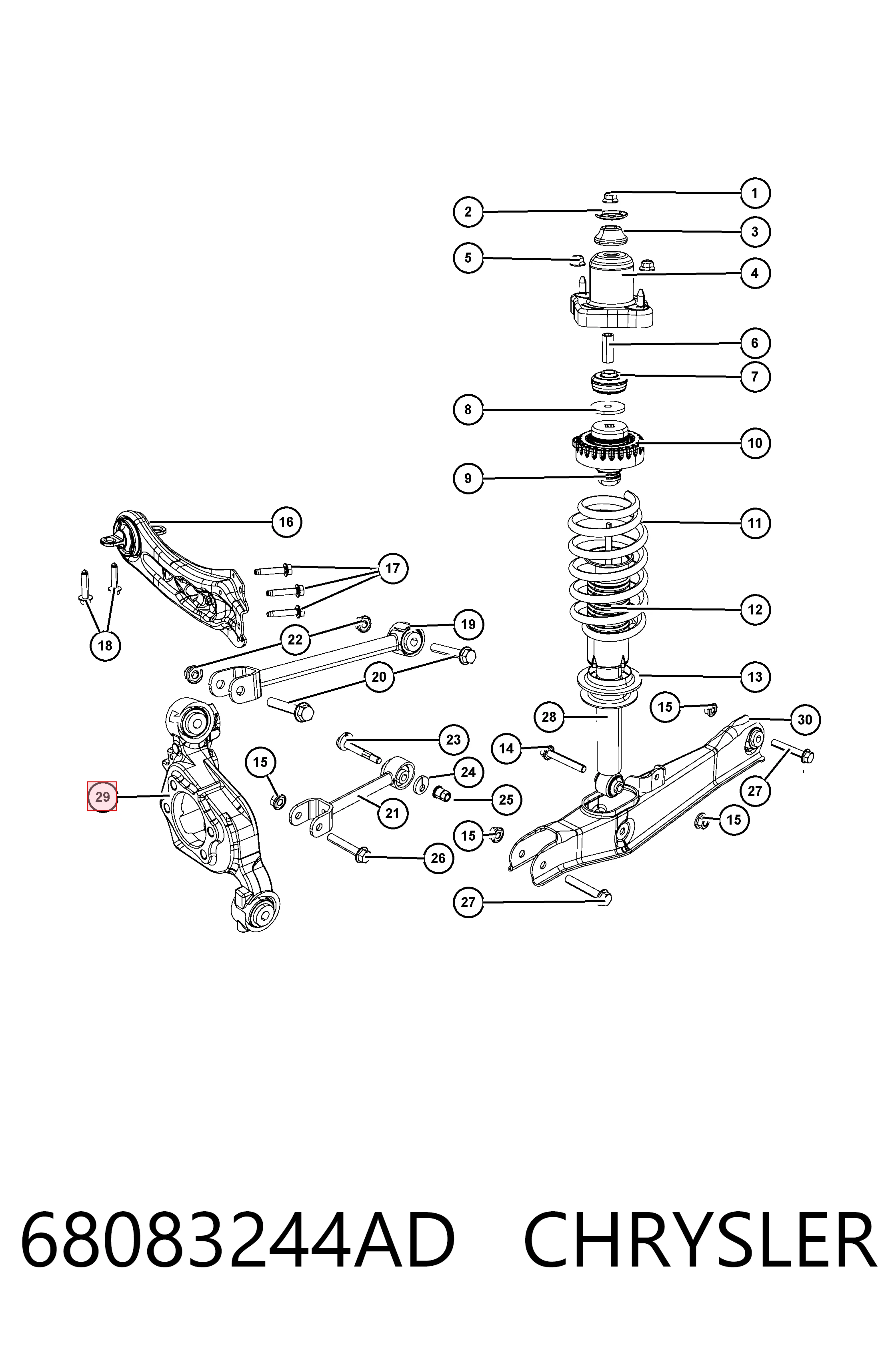 68083244AD Chrysler Цапфа поворотна права