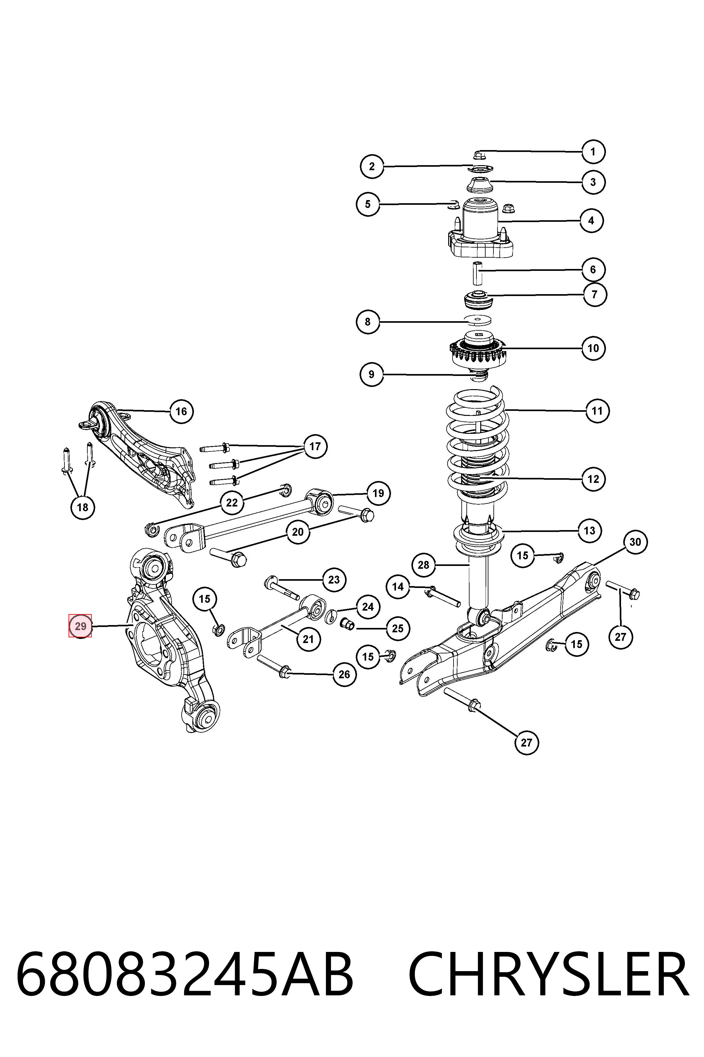 68083245AB Chrysler Цапфа поворотна ліва