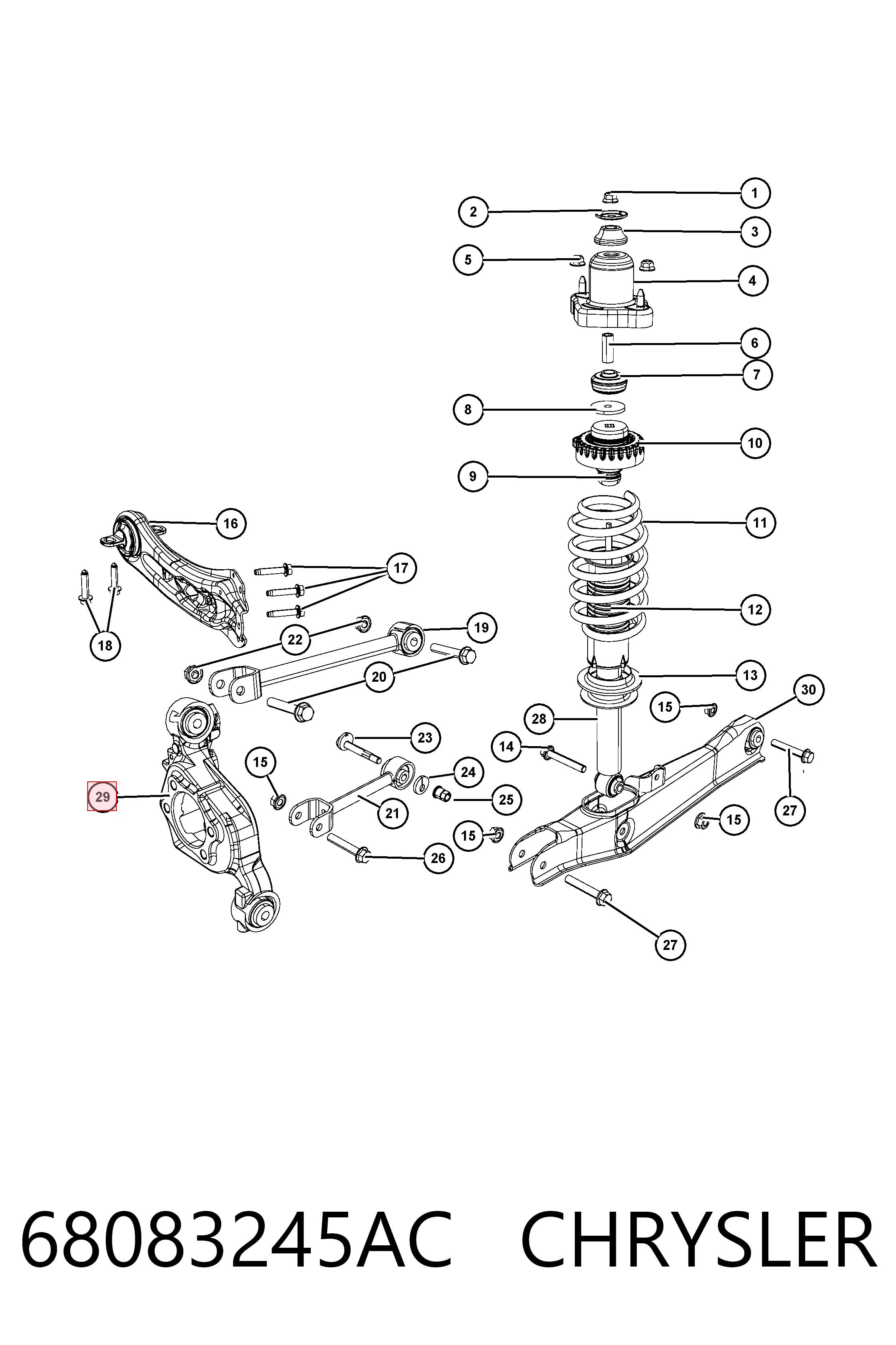 68083245AC Chrysler Цапфа поворотна ліва