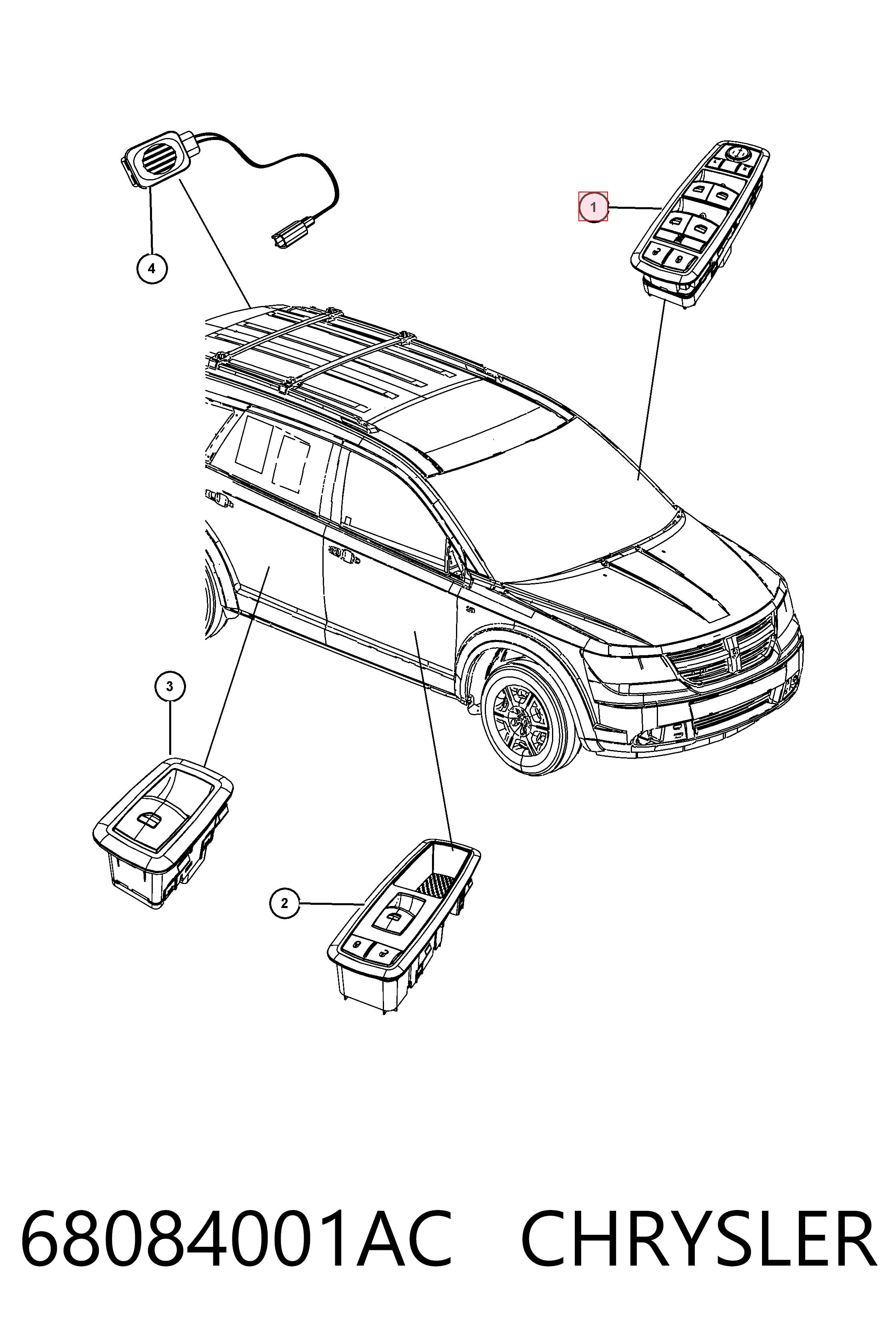 Купити K68084001AD Fiat/Alfa/Lancia Кнопковий блок керування склопідіймачами передній лівий