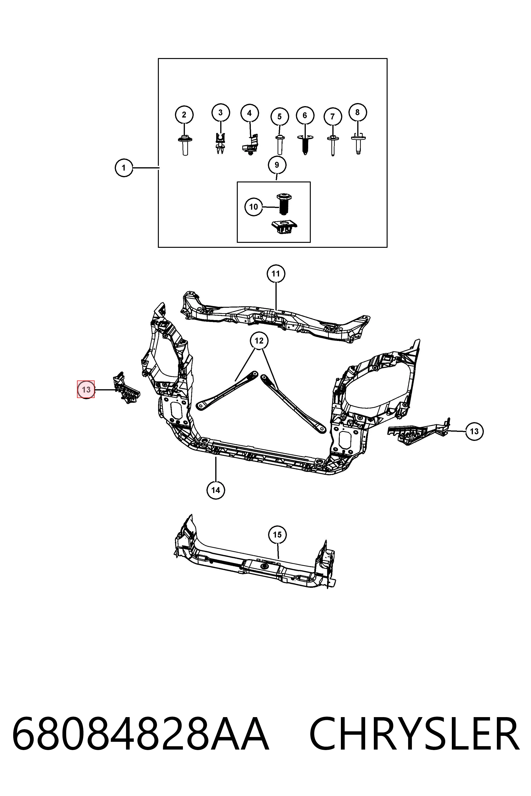 68084828AA Chrysler Кронштейн бампера переднього, правий