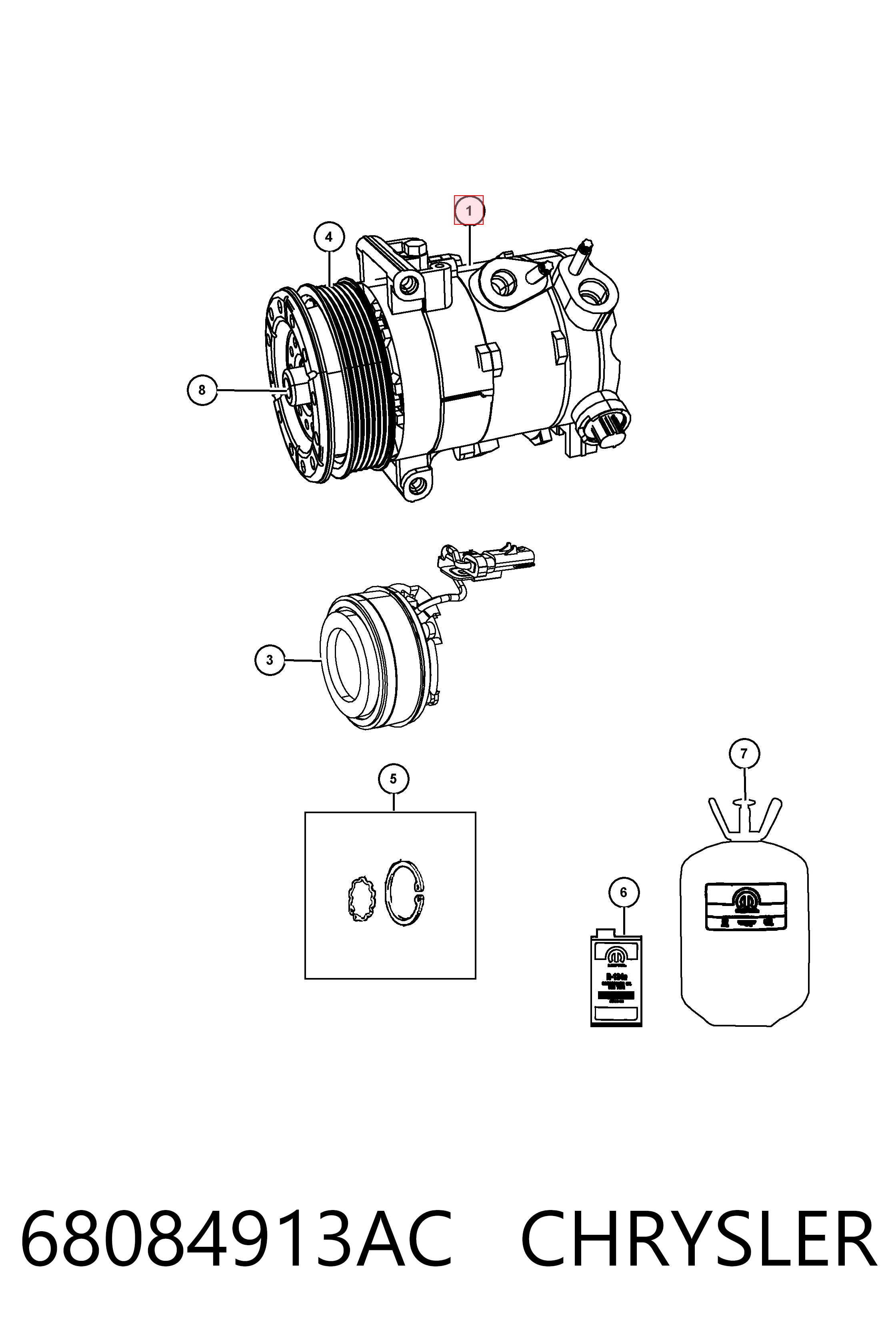 68084913AC Chrysler Компресор холодоагенту