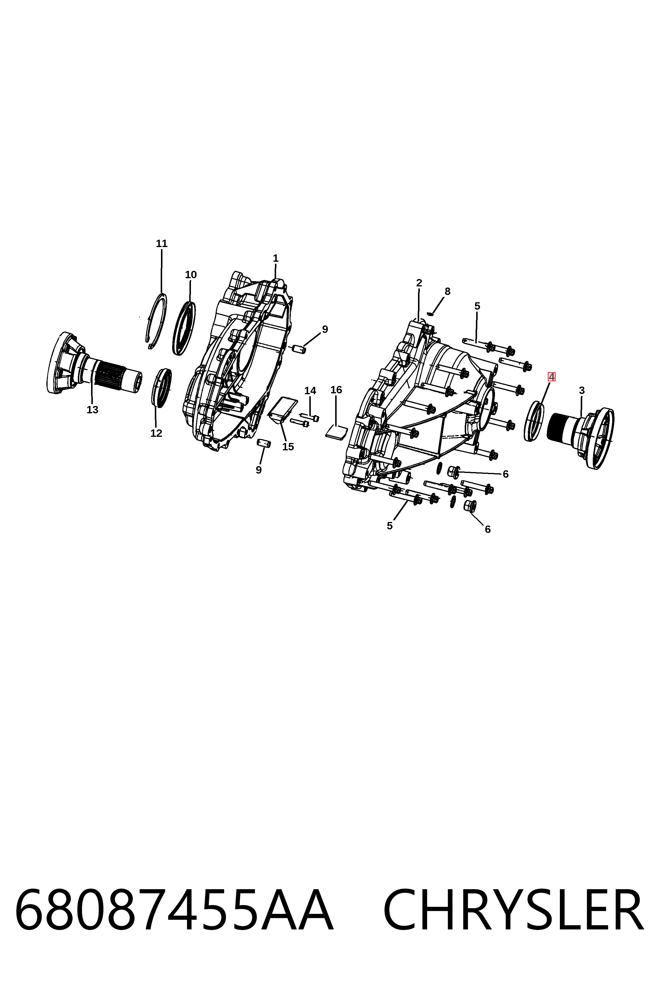 68087455AA Chrysler Сальник раздатки, задній, вихідний
