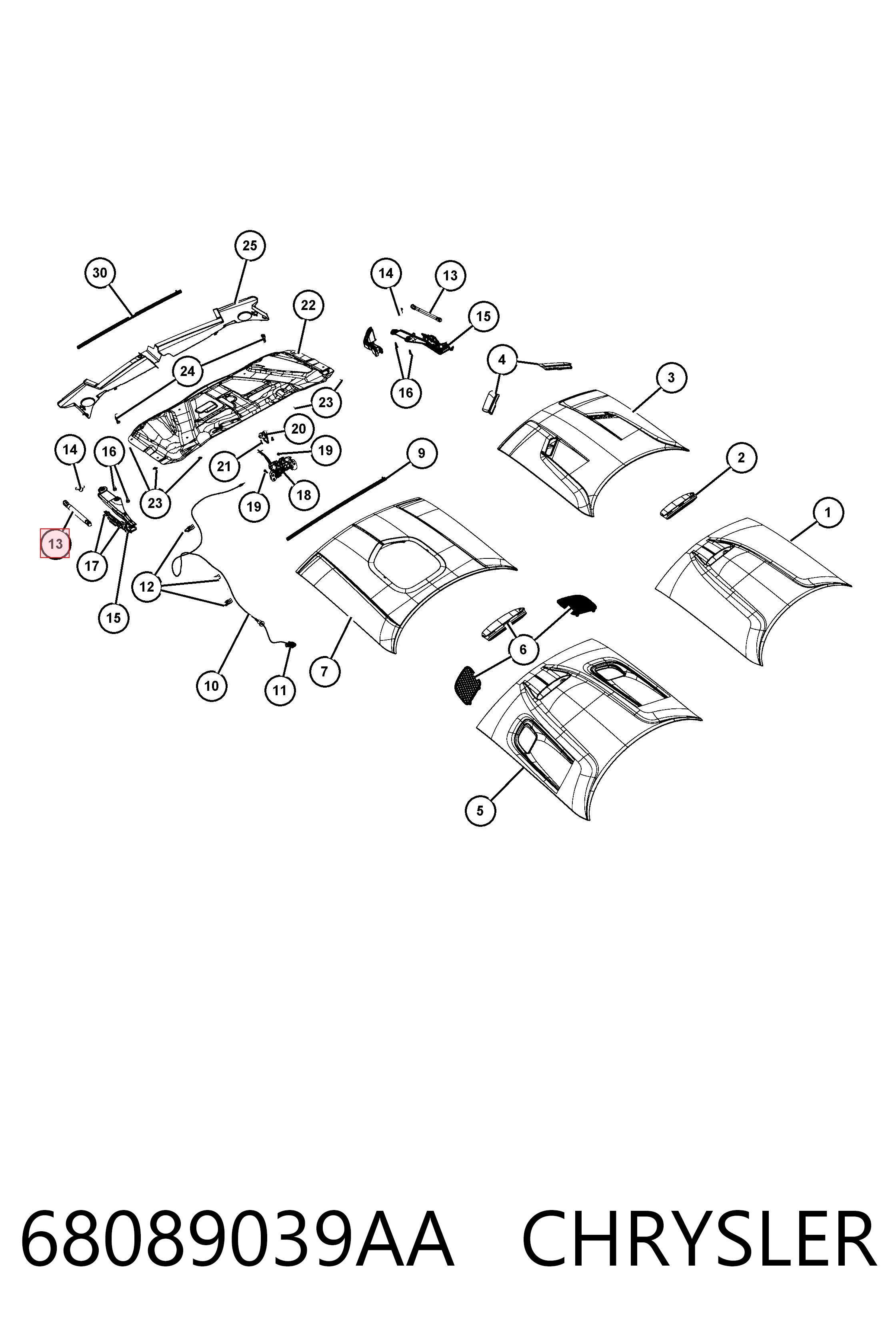 68089039AA Chrysler Стійка капота