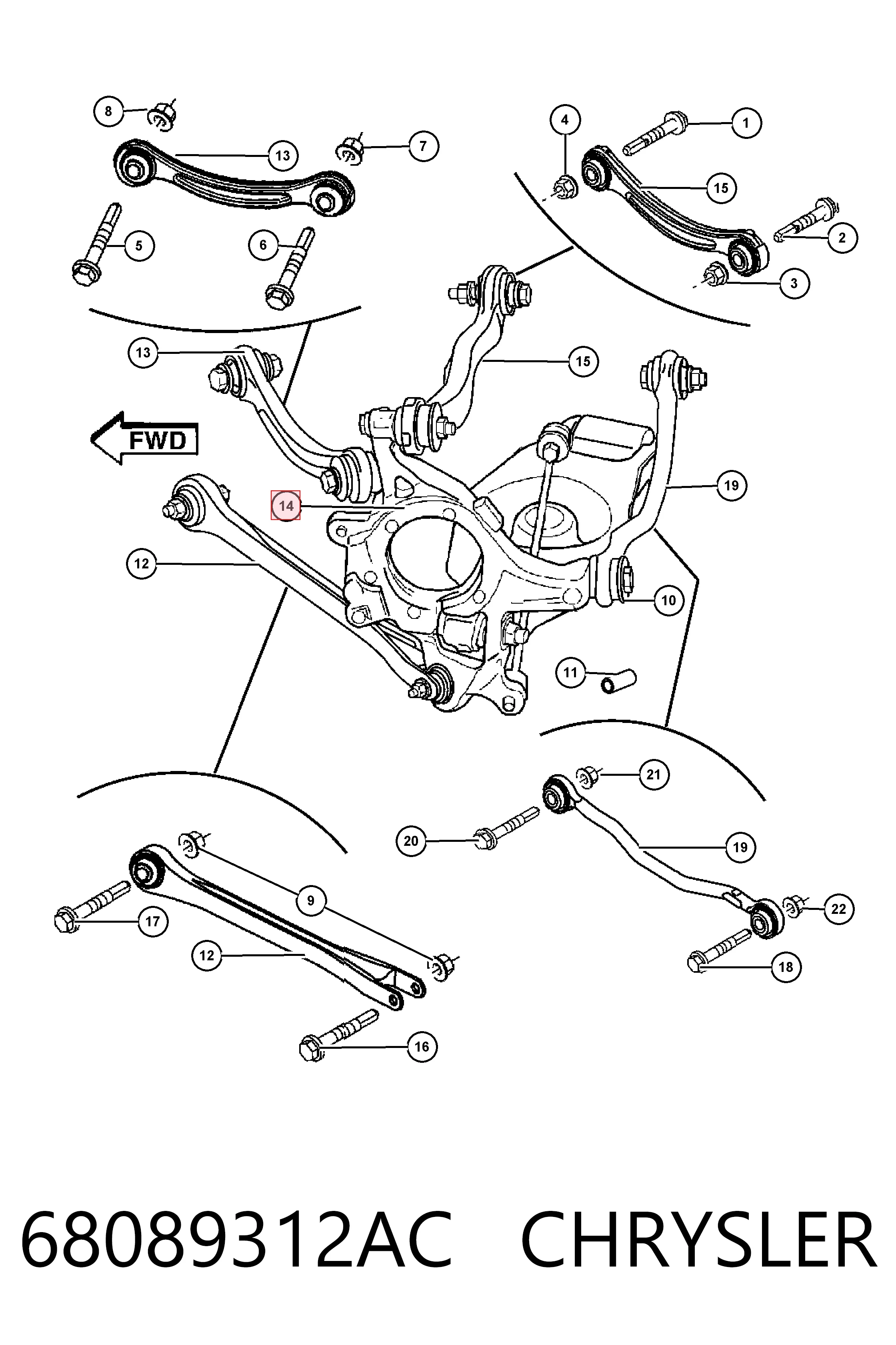 68089312AC Chrysler Цапфа поворотна права
