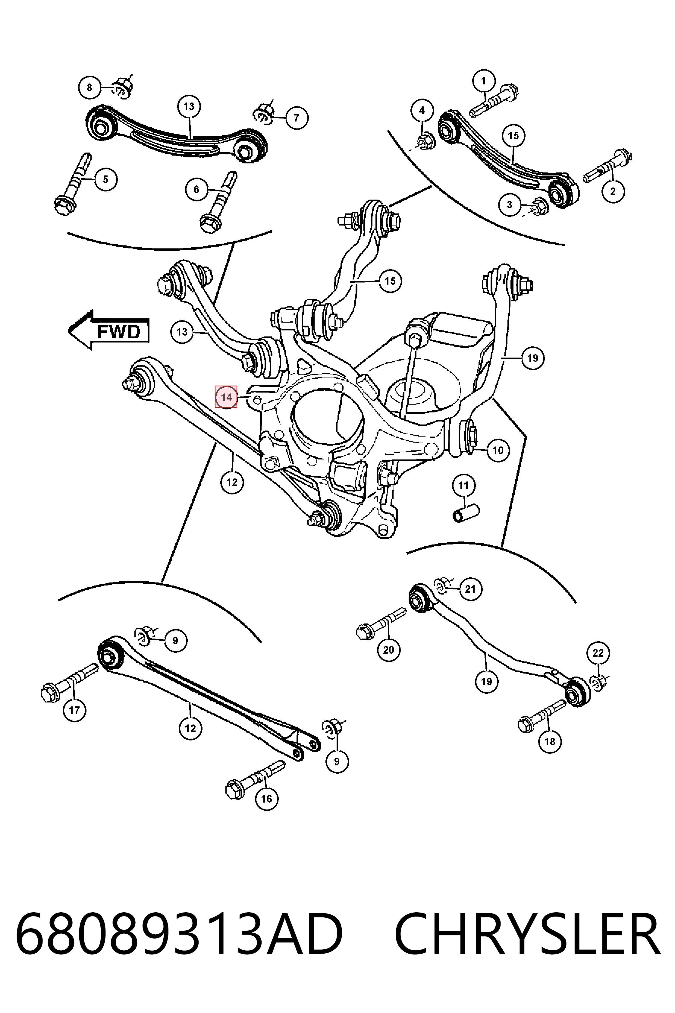 68089313AD Chrysler Цапфа поворотна ліва