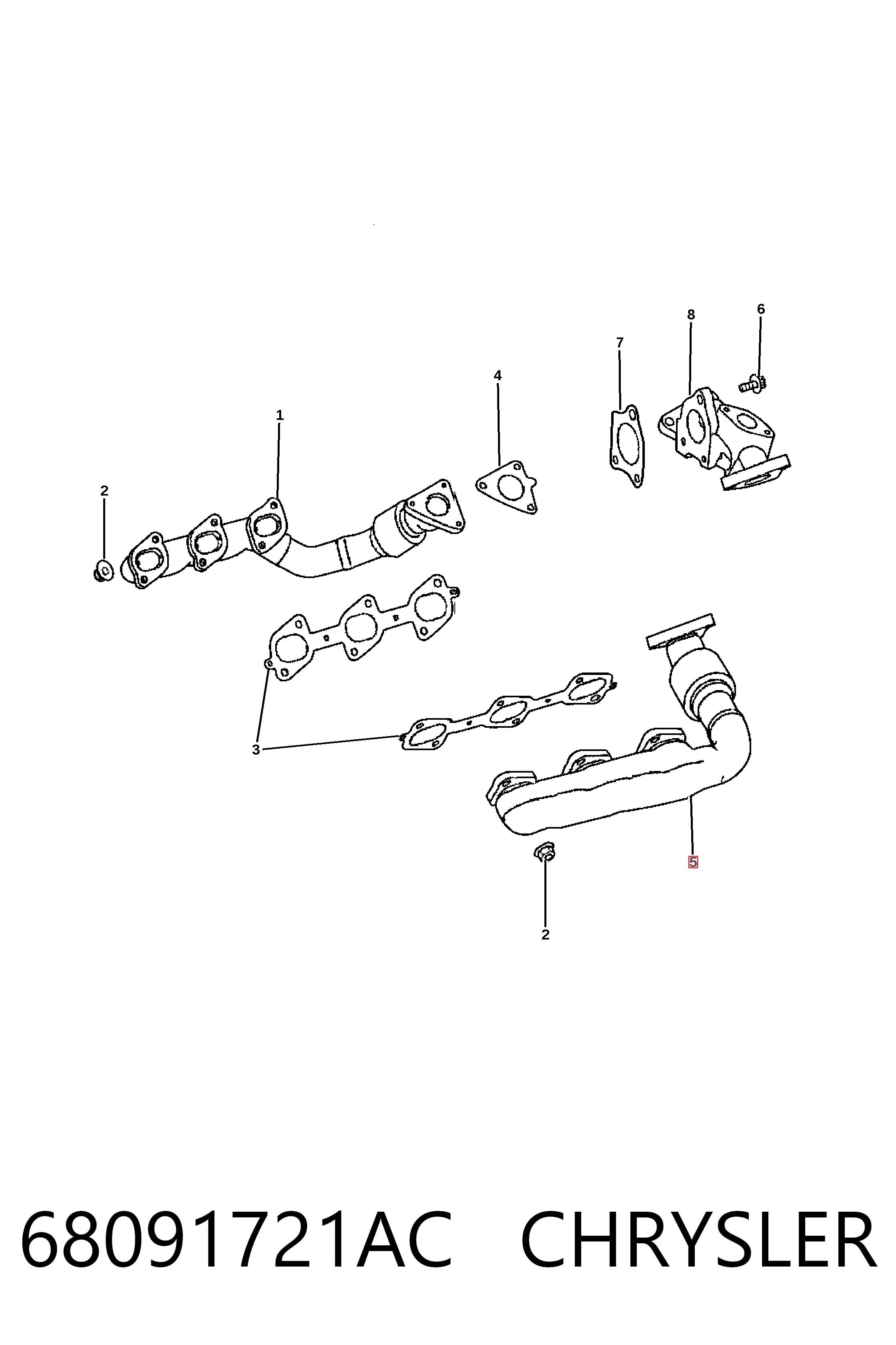 Купити K05175747AA Fiat/Alfa/Lancia Колектор випускний, лівий