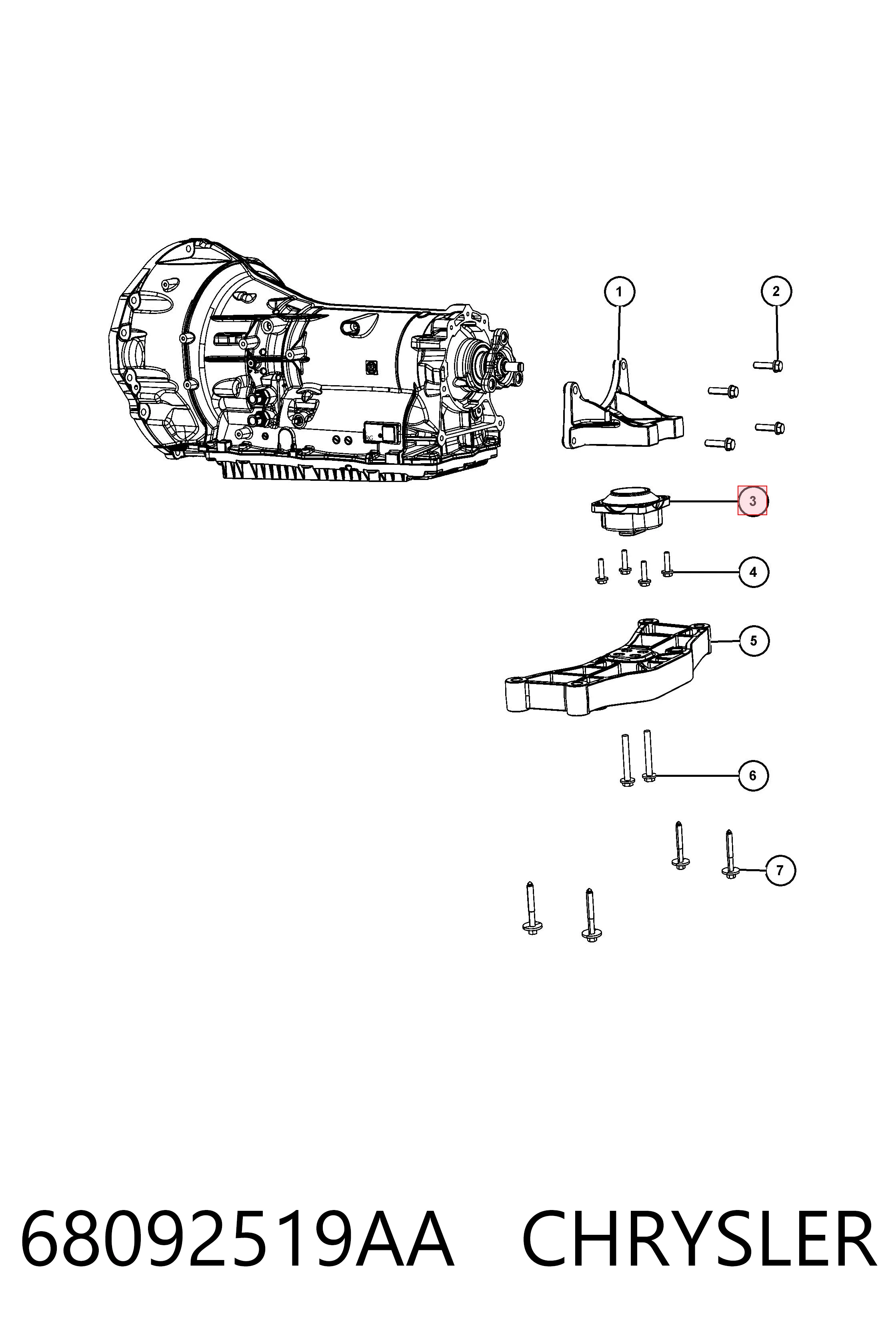 68092519AA Chrysler Опора кпп