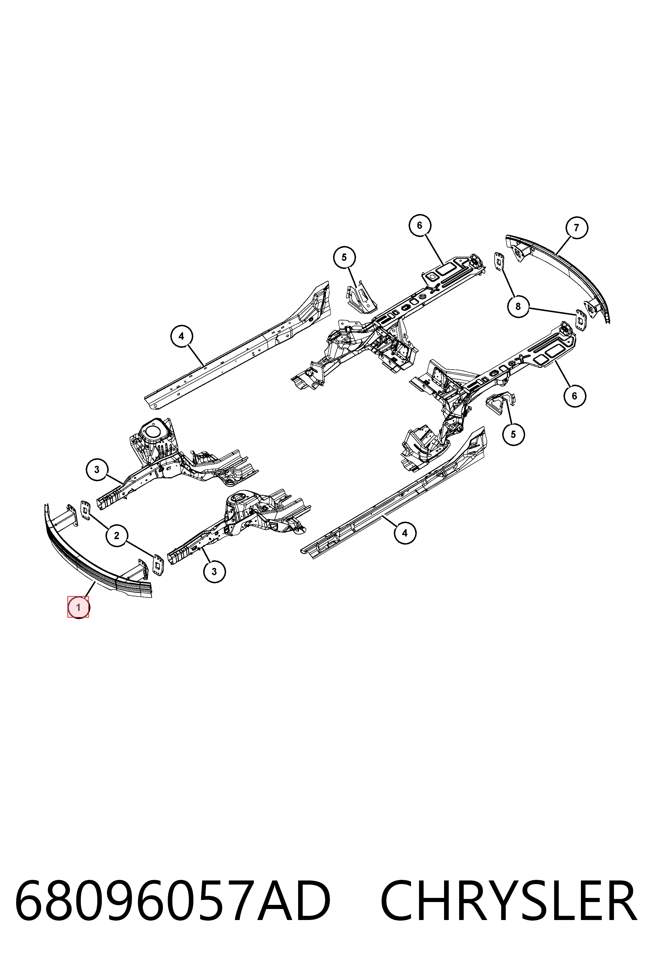 68096057AD Chrysler Балка бампера переднього