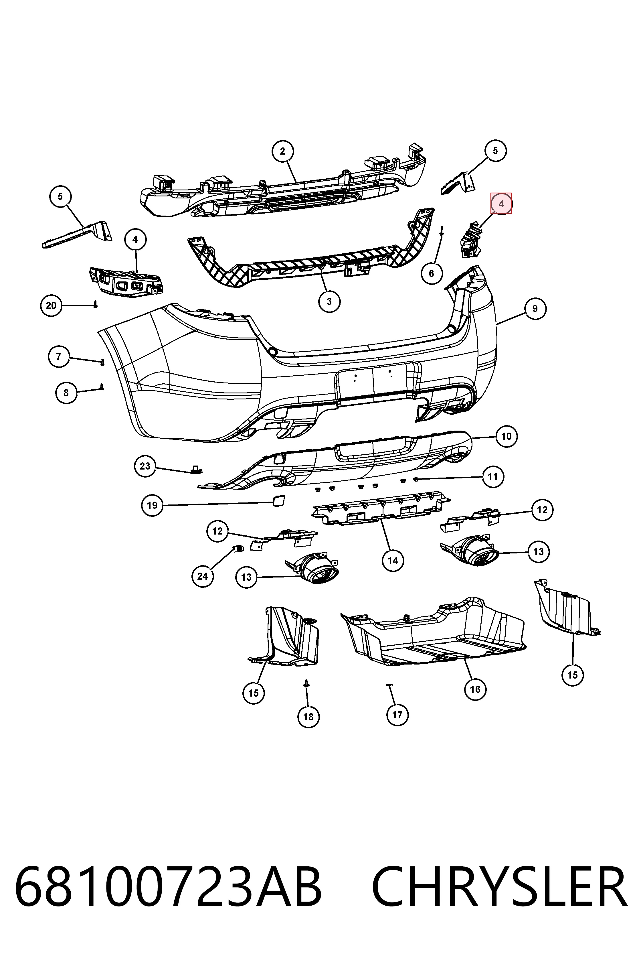 68100723AB Chrysler Кріплення бамера ліве
