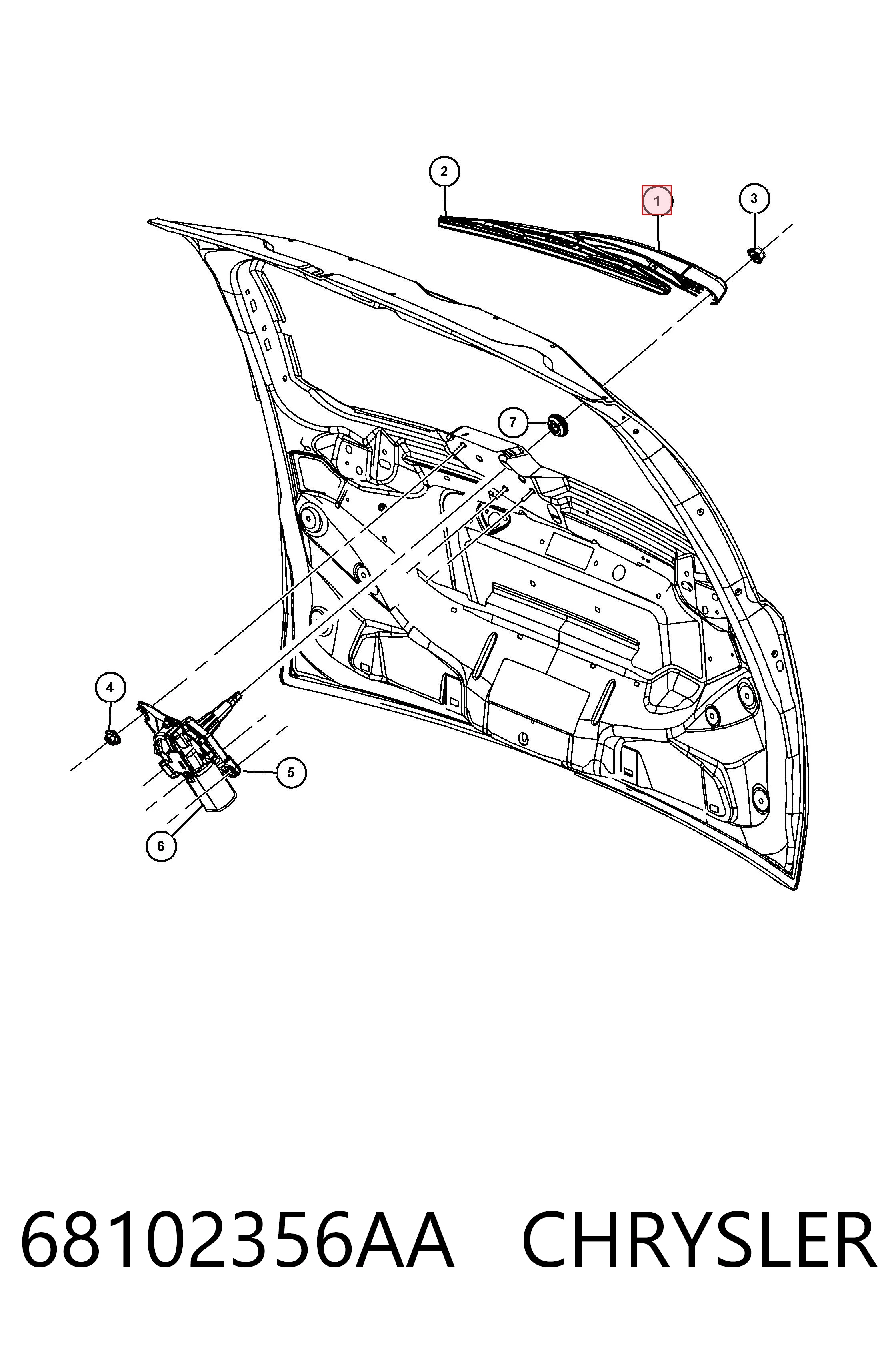 68102356AA Chrysler Щітка склоочисника задня